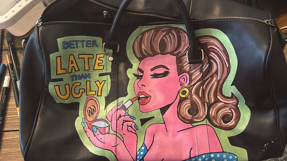 Hand Painted Leather Duffle Bag