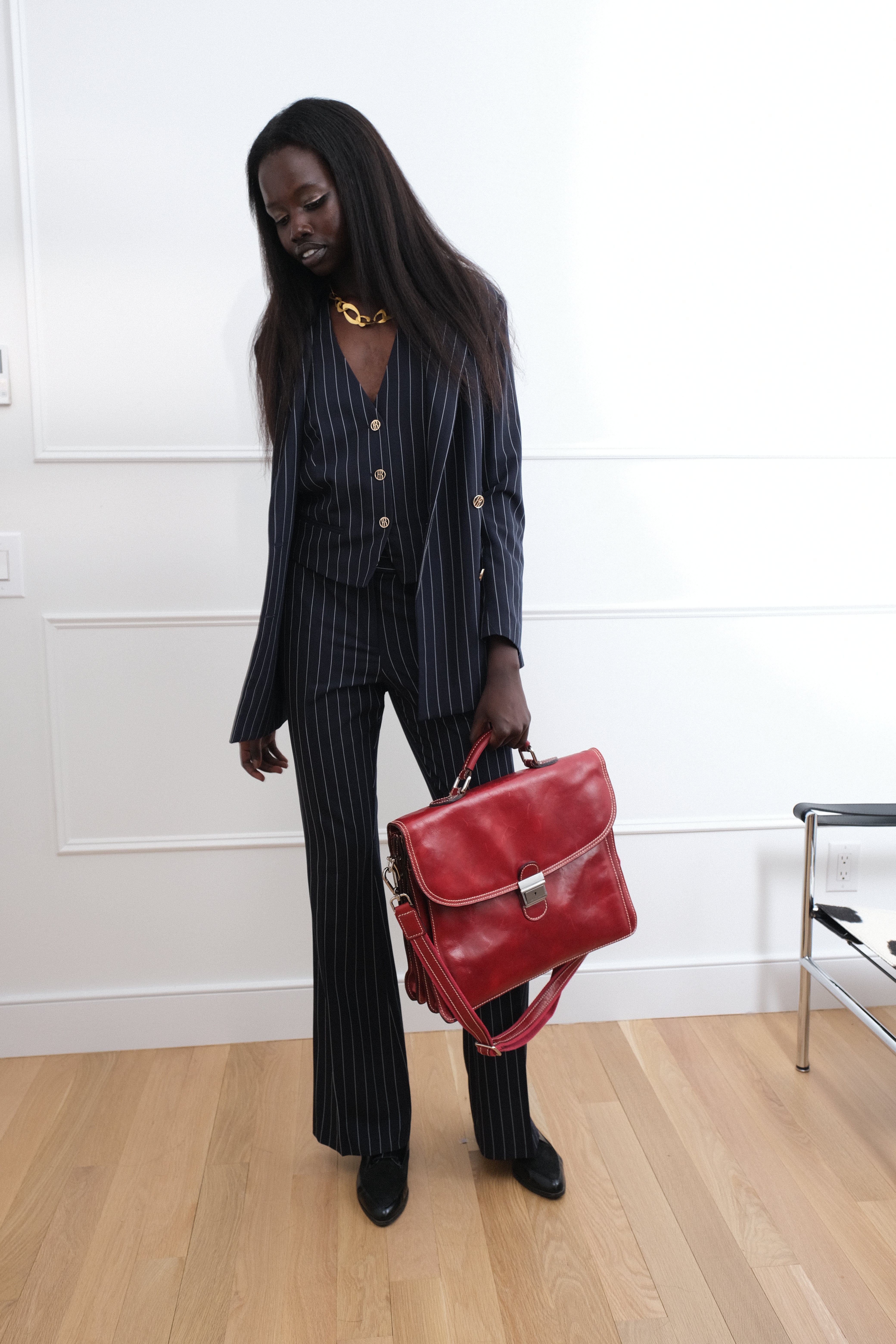 Navy Pinstripe 3-Piece Power Suit