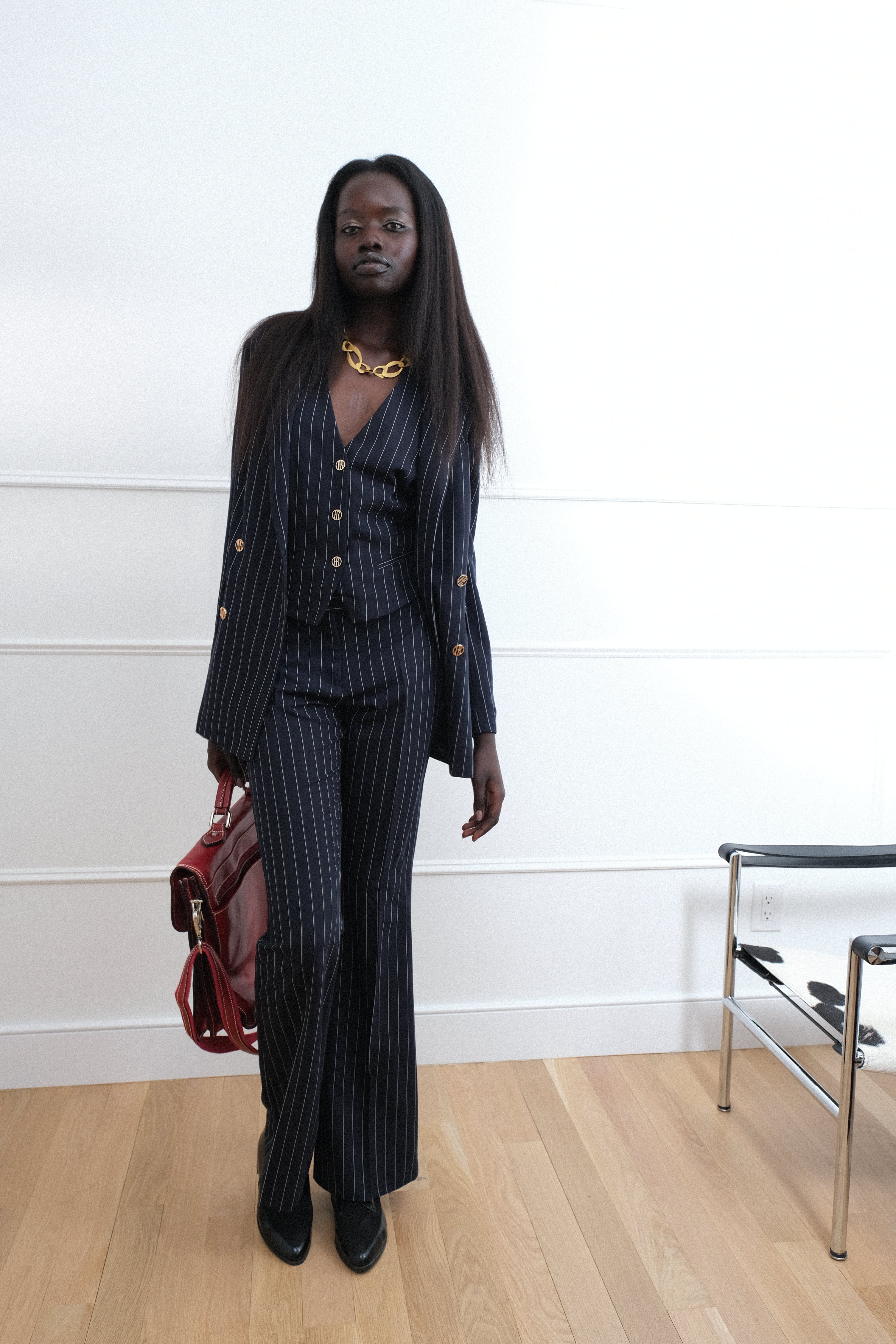 Navy Pinstripe 3-Piece Power Suit
