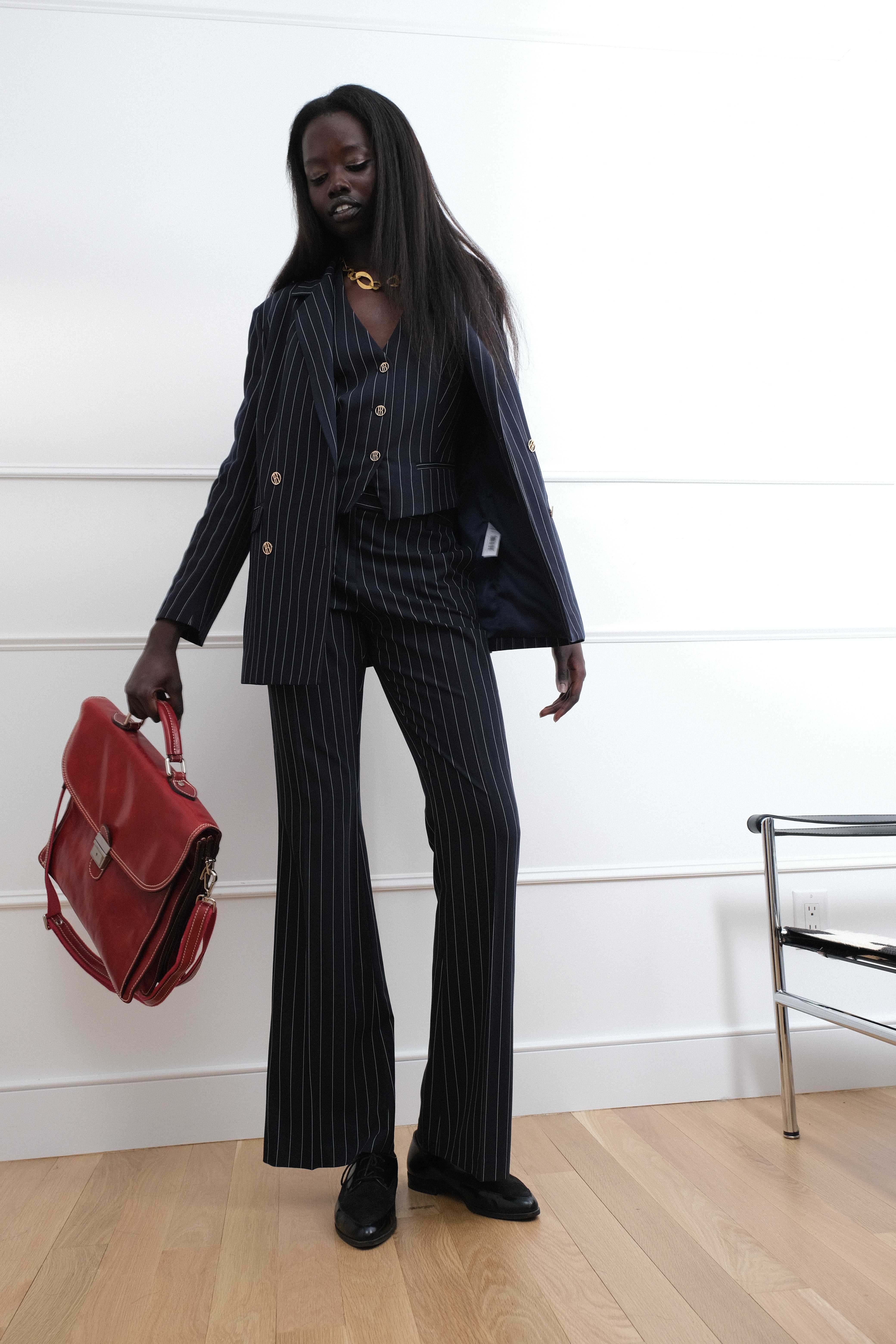 Navy Pinstripe 3-Piece Power Suit