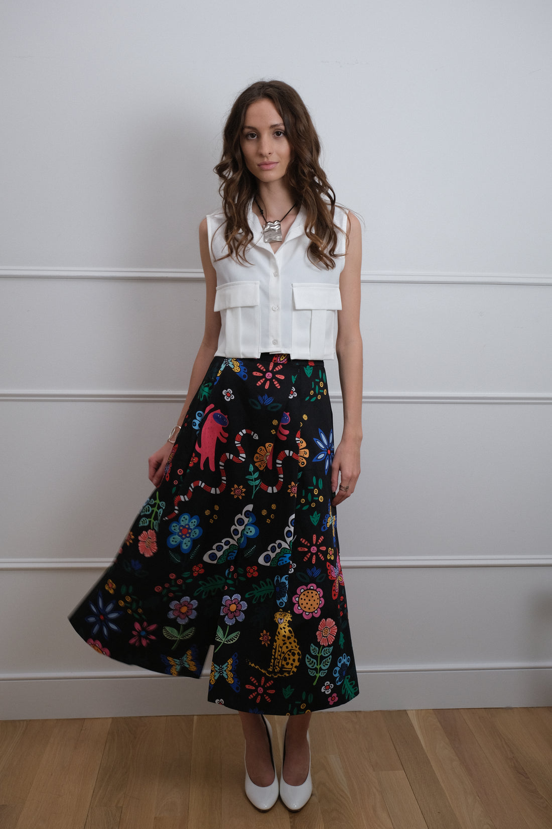 Jungle Bloom Midi Skirt - Unique Piece