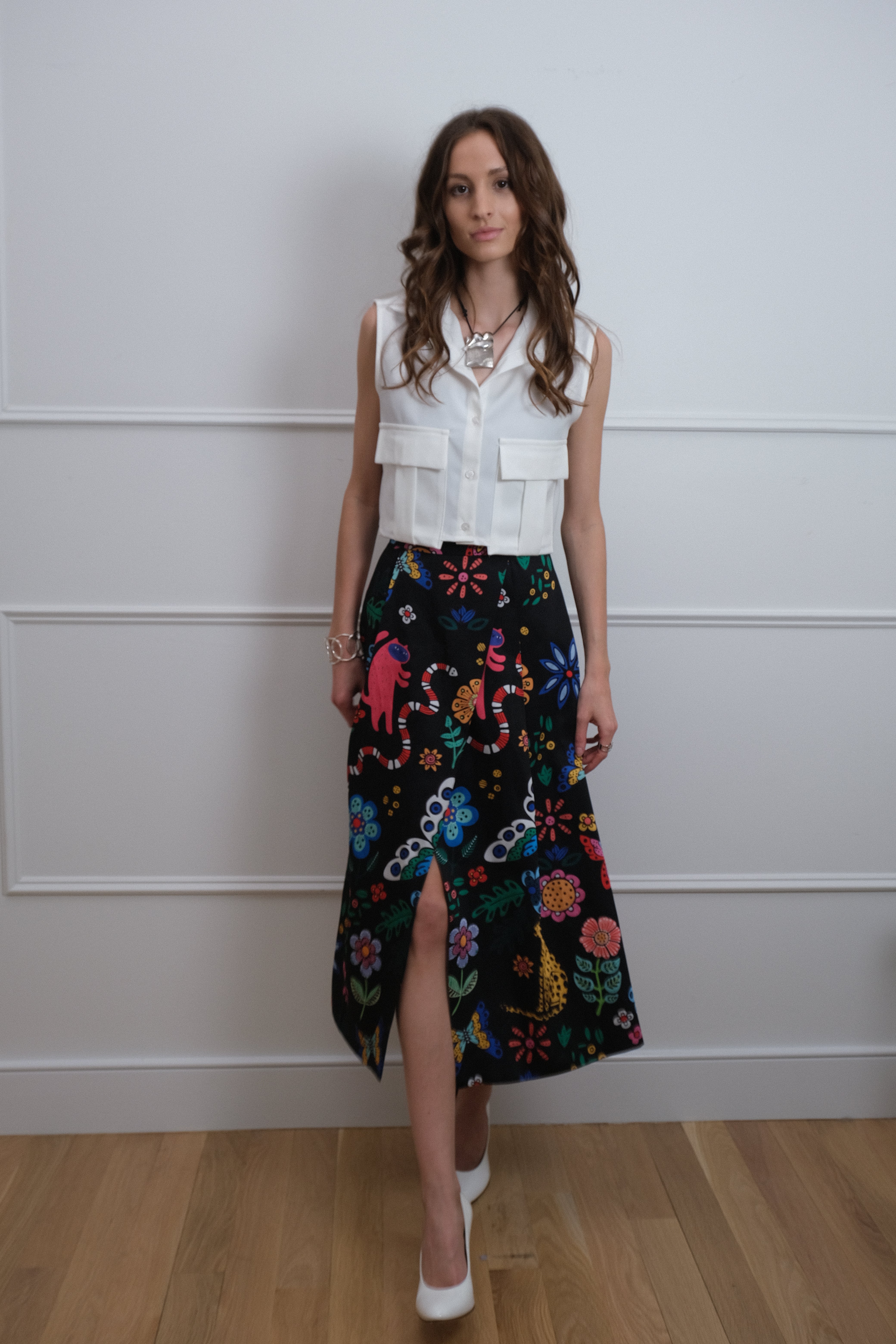 Jungle Bloom Midi Skirt - Unique Piece