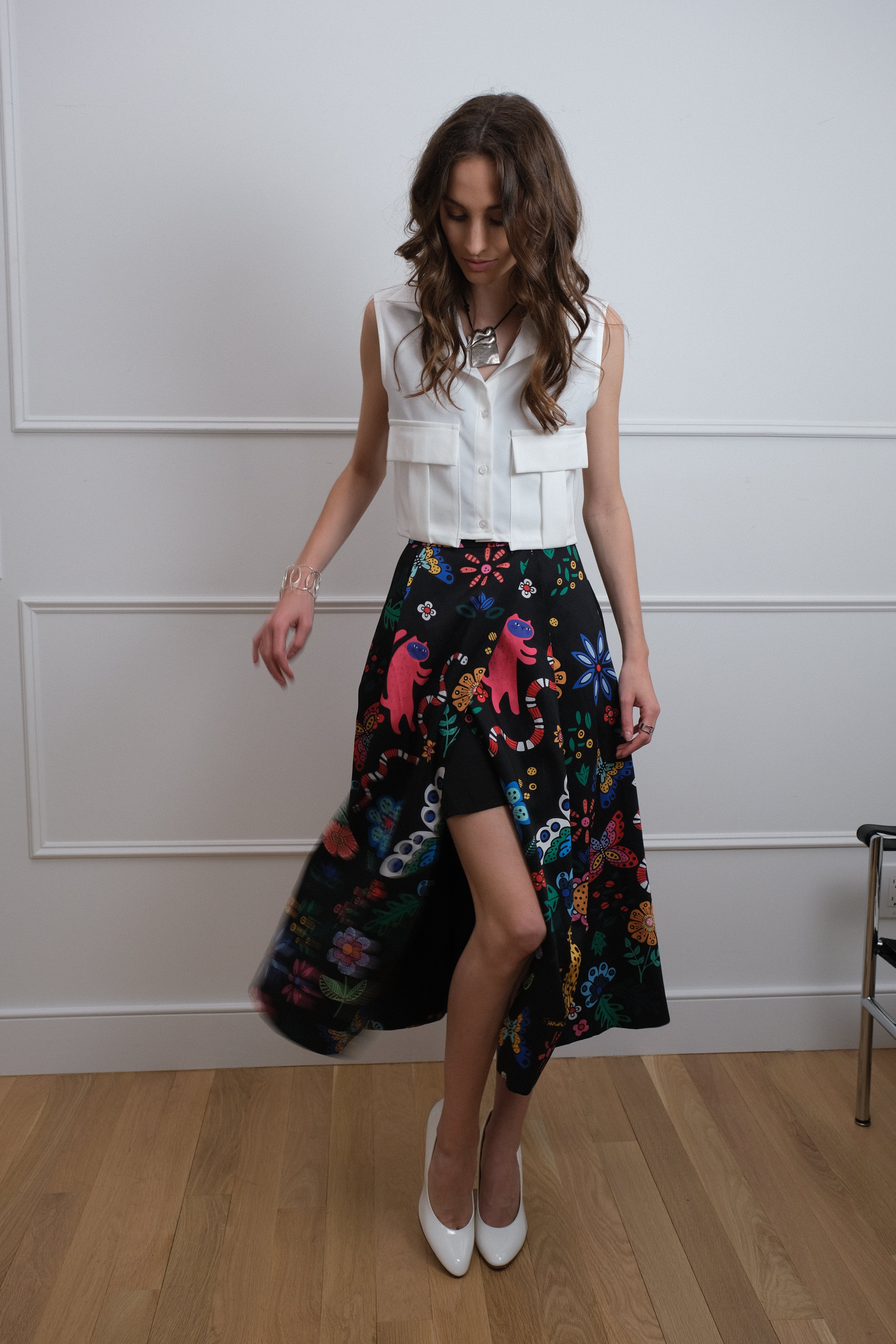 Jungle Bloom Midi Skirt - Unique Piece