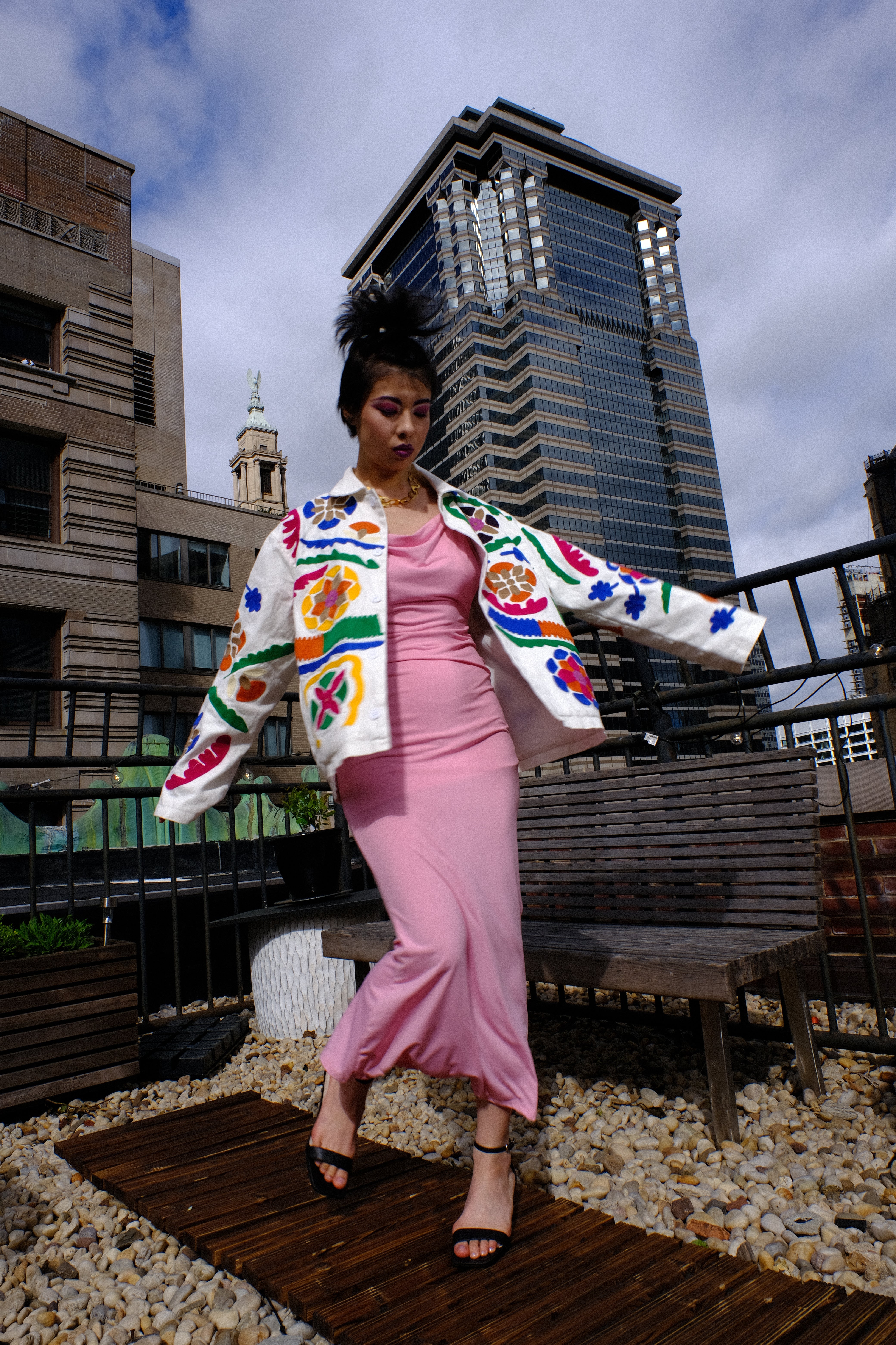 Festival Garden Embroidered Cotton Jacket - Floral & Unique Piece