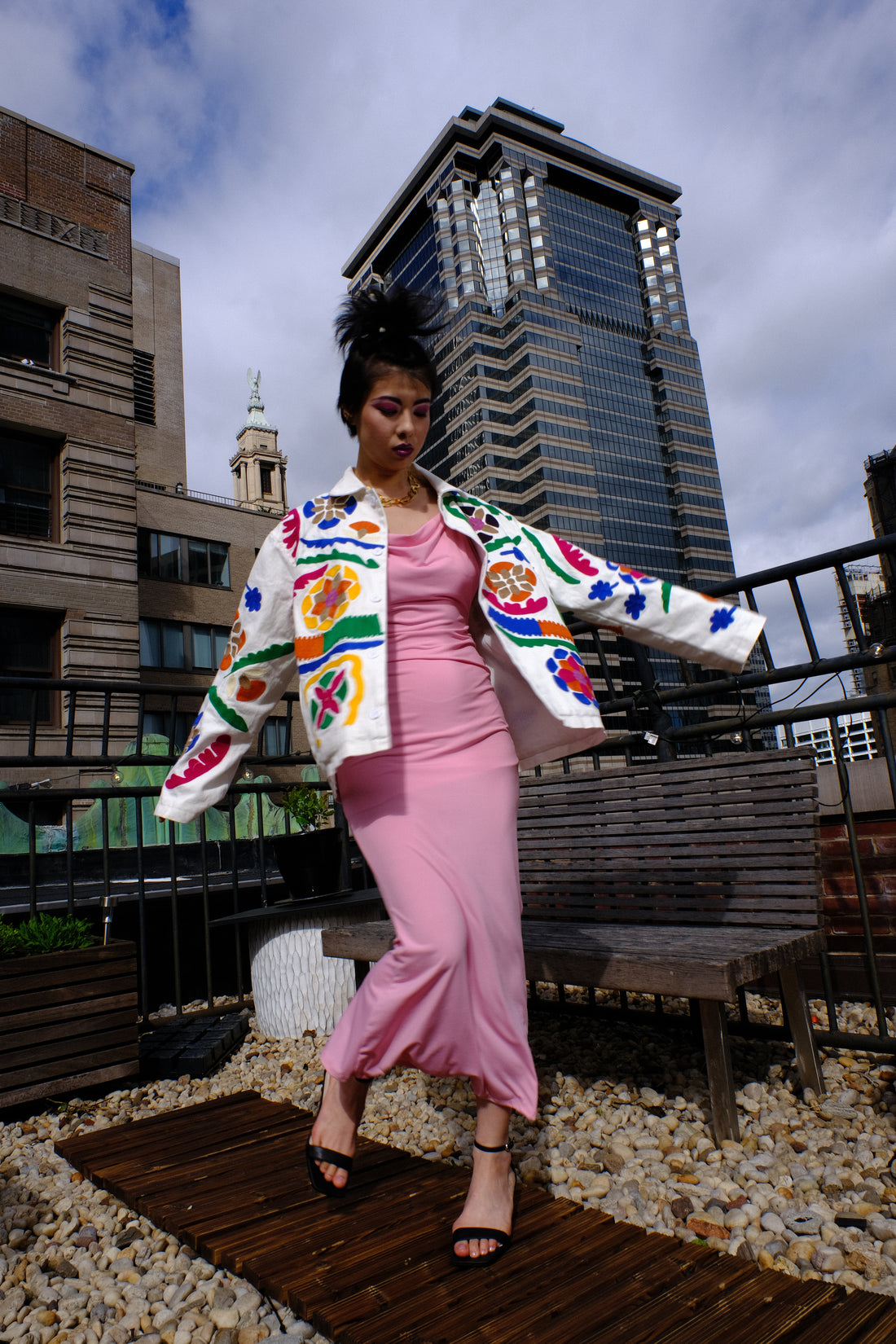 Festival Garden Embroidered Cotton Jacket - Floral & Unique Piece