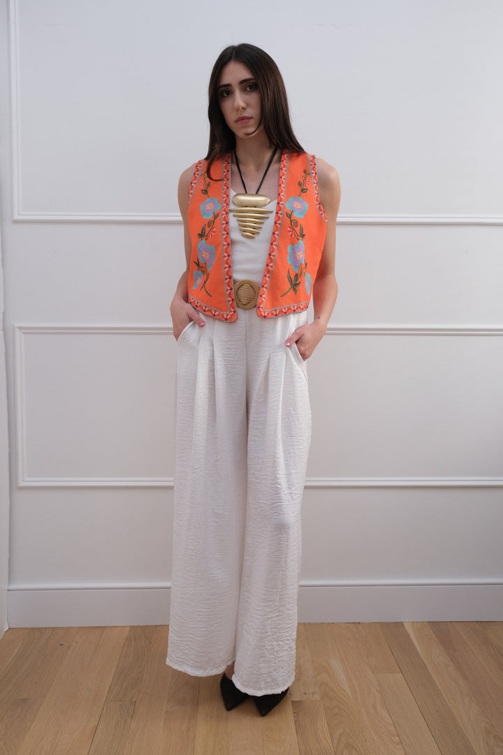 Orange Floral Vest