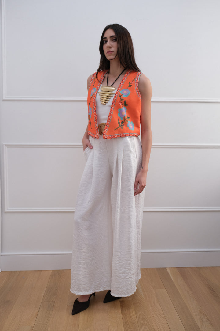 Orange Floral Vest