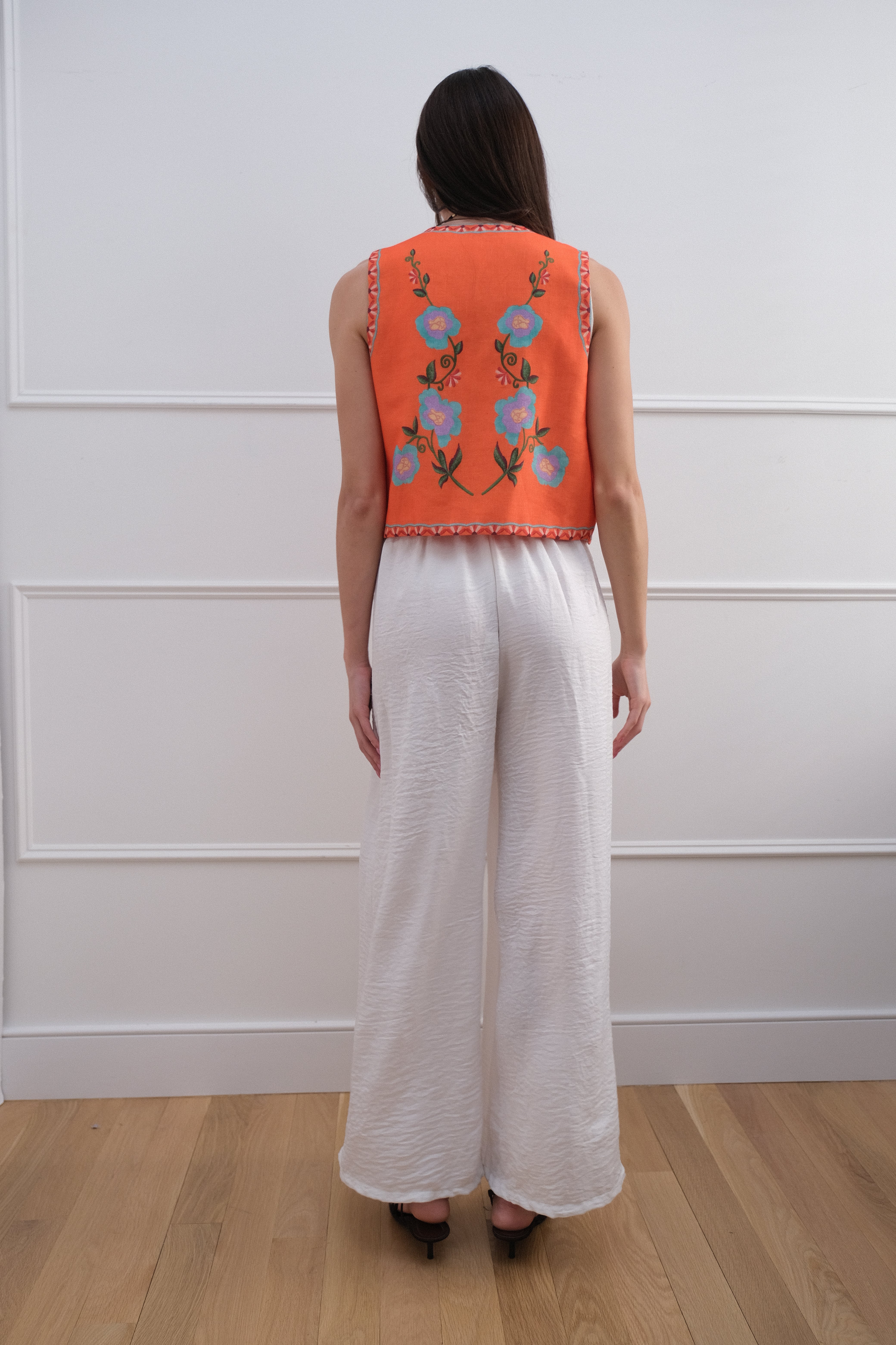 Orange Floral Vest