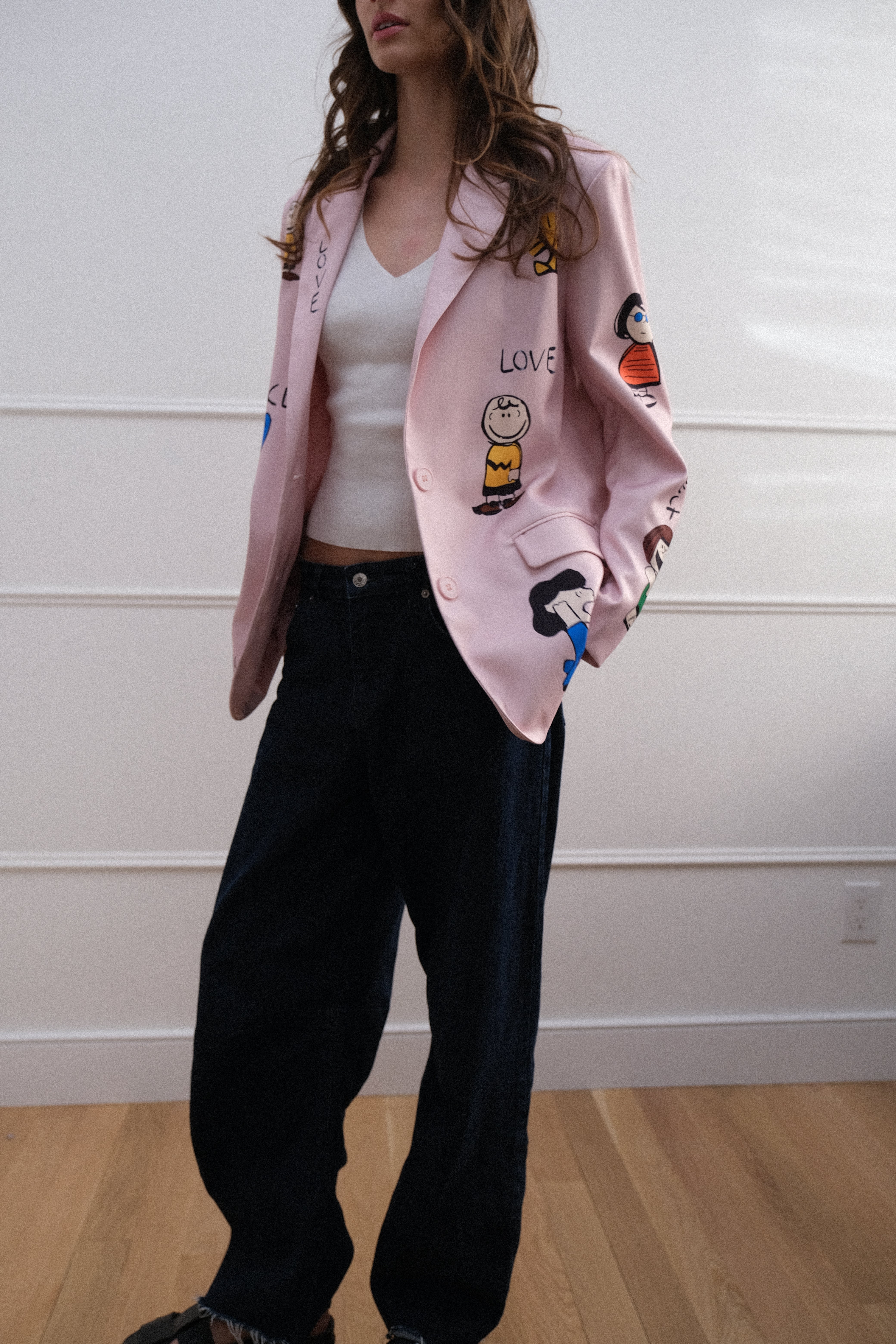 Peanuts Philosophy Casual Blazer - Pink Unique Piece