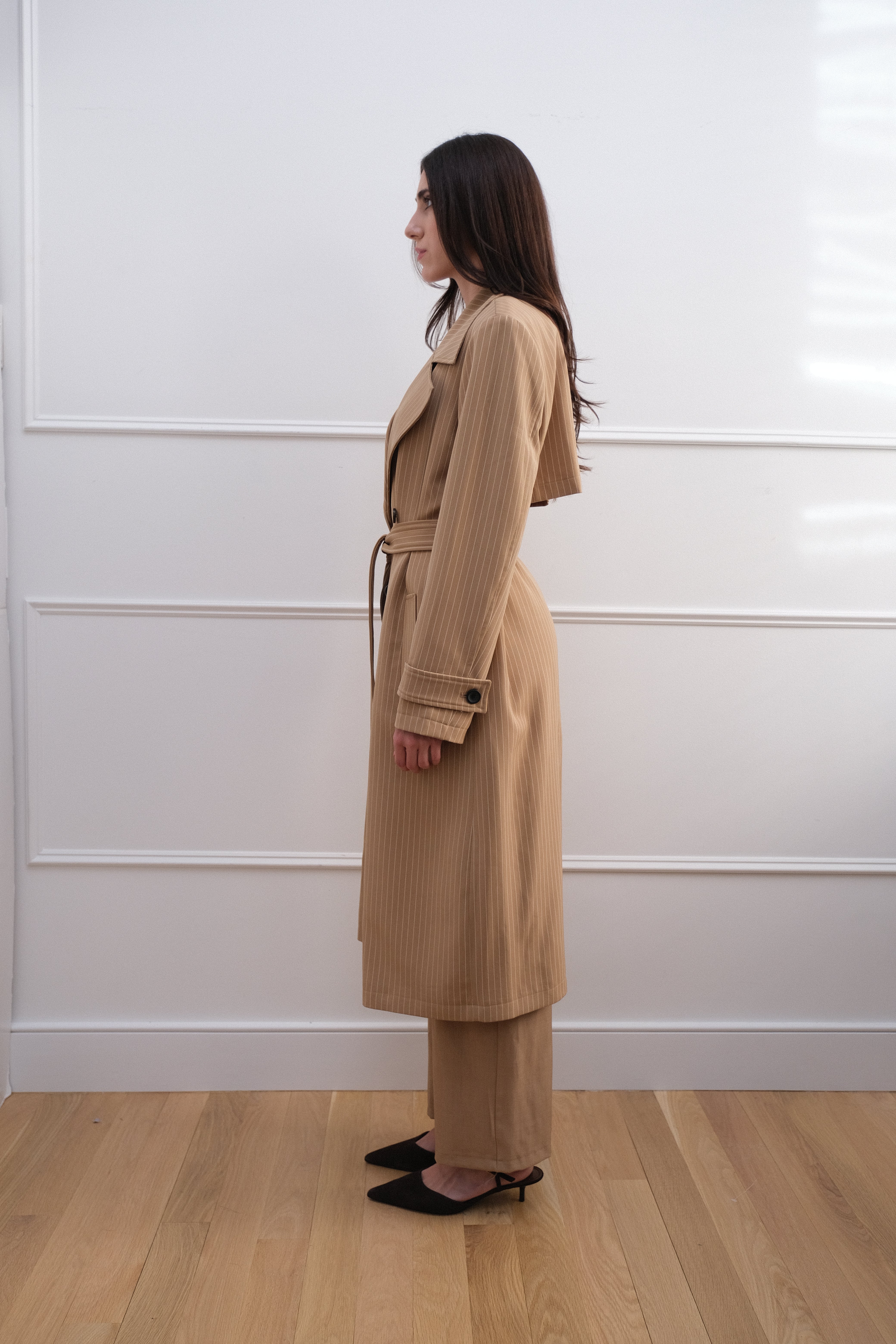 Bagatelle Pinstripe Paige Elegant Trench Coat