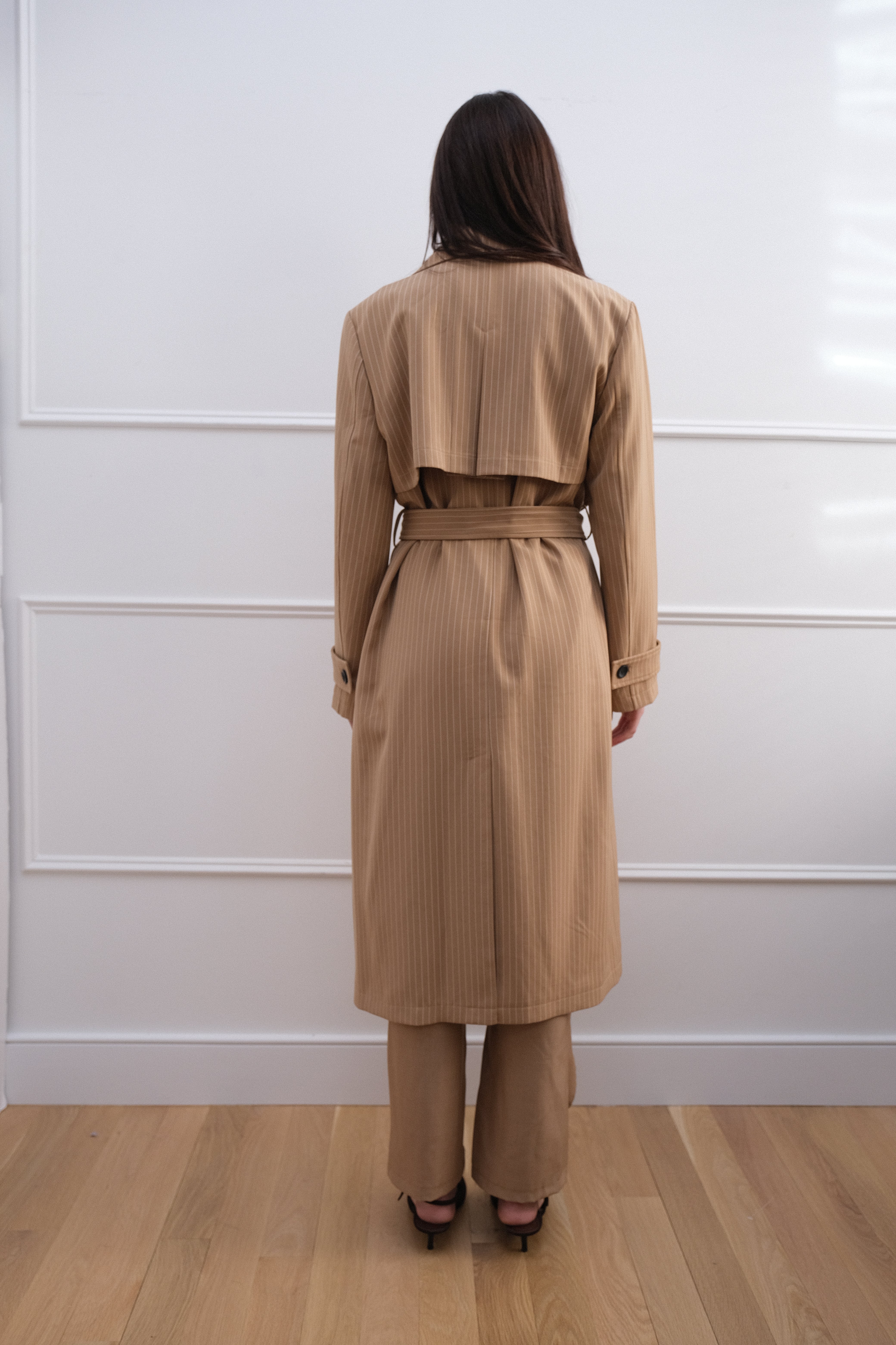 Bagatelle Pinstripe Paige Elegant Trench Coat