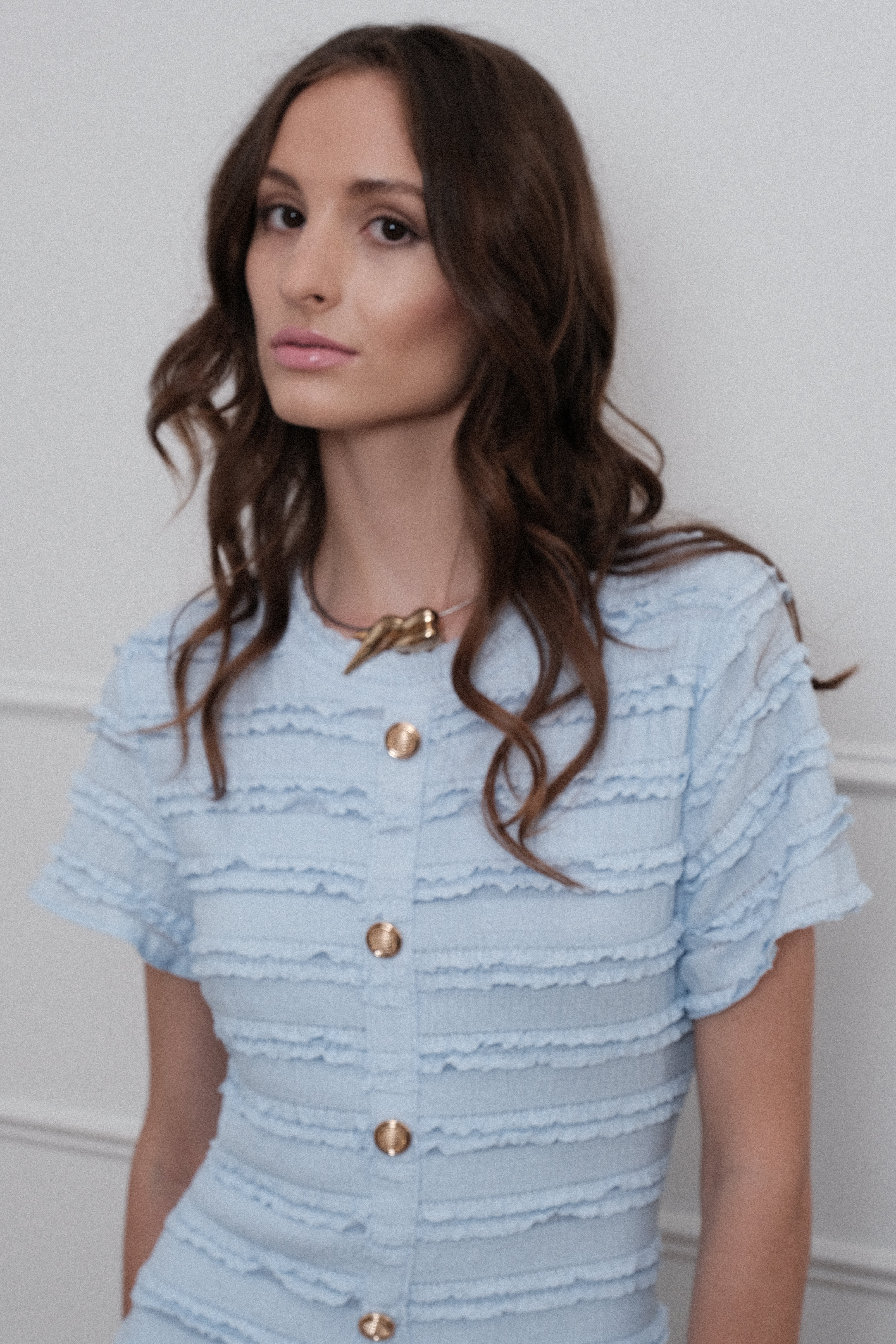 Elegant Blue Lace Midi Dress - Premium Collection