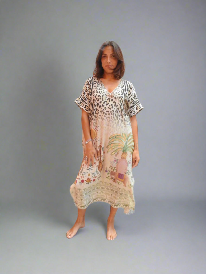 Long dress with tiger paint