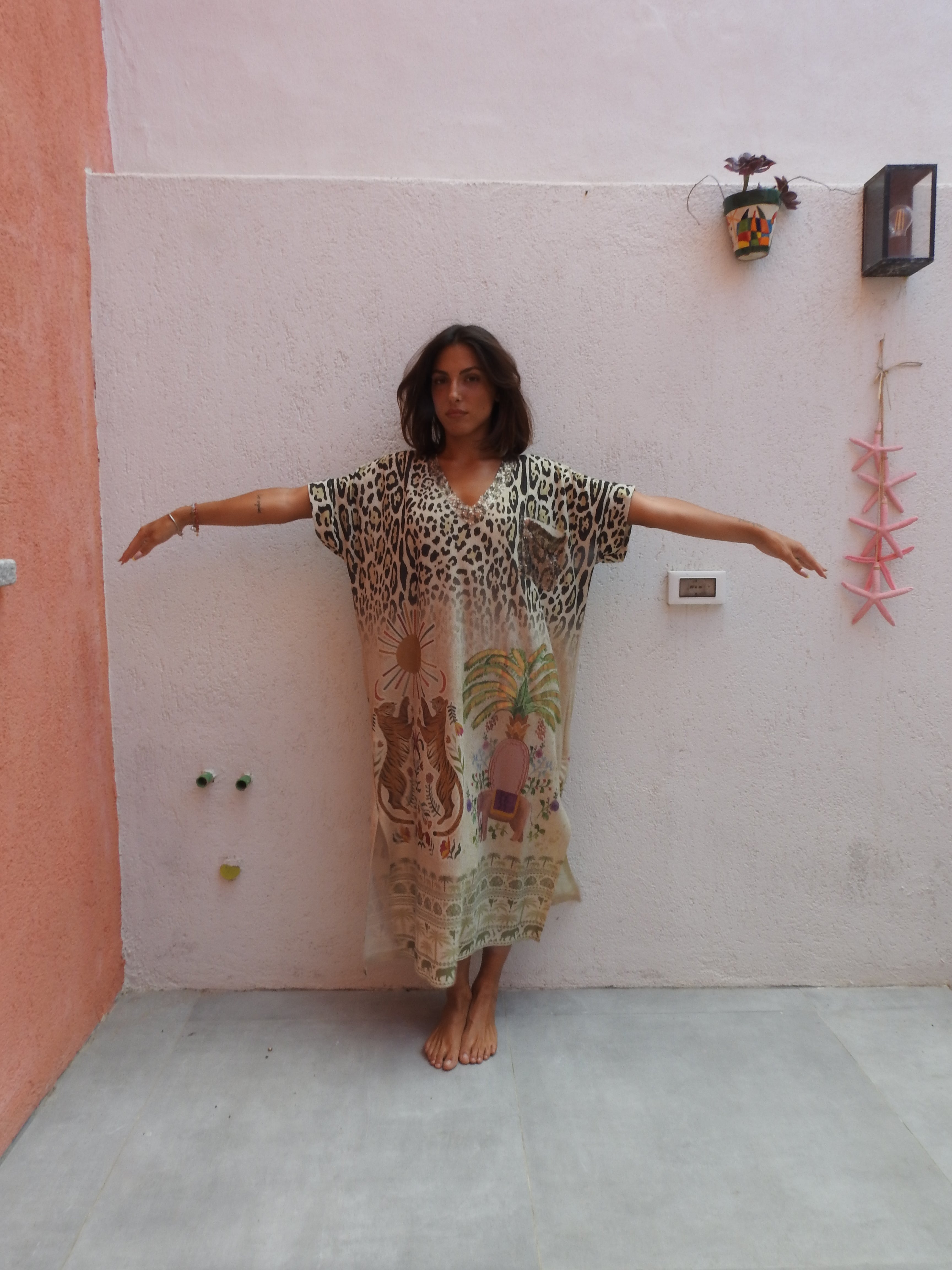 Long dress with tiger paint