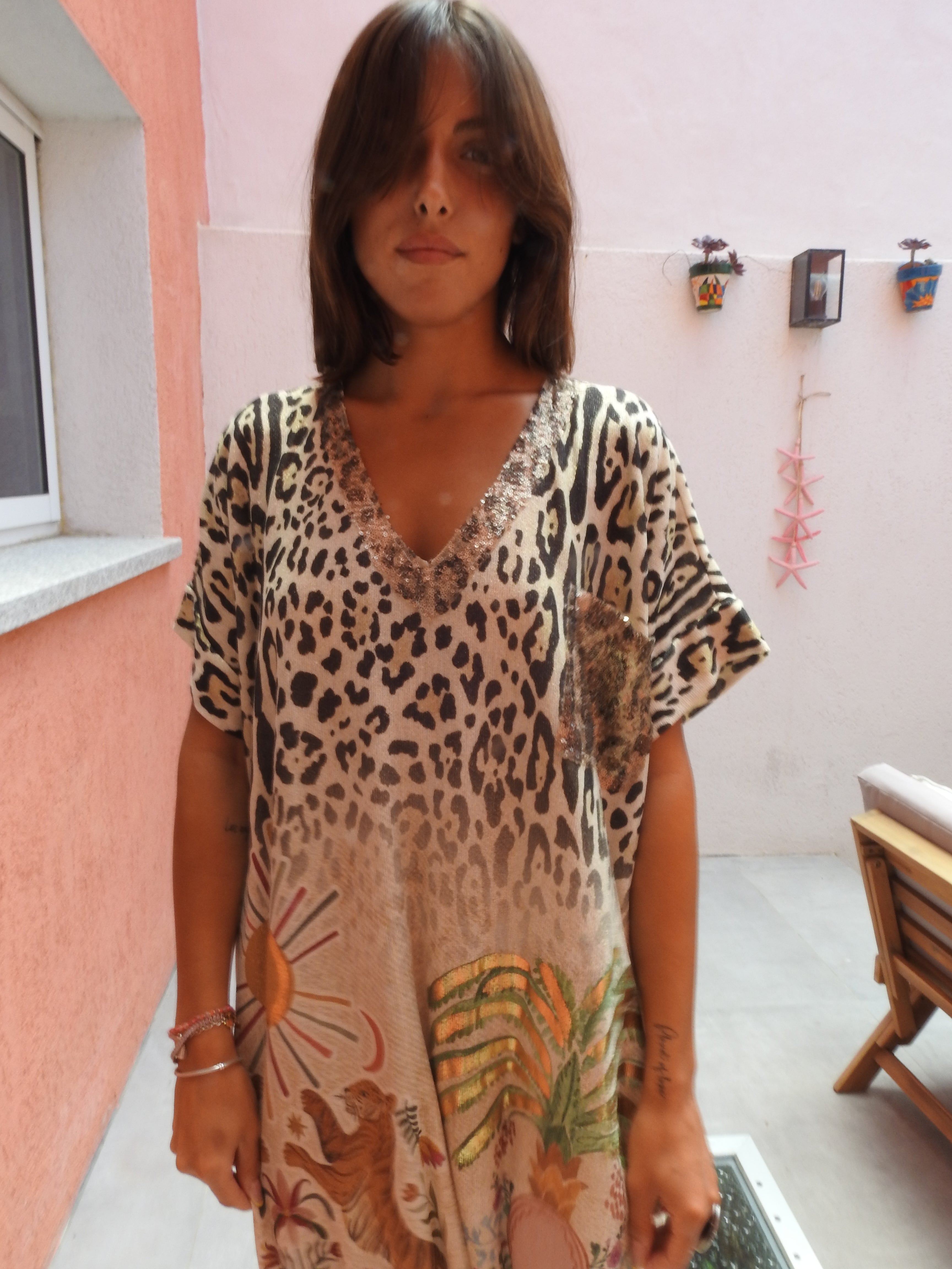 Long dress with tiger paint
