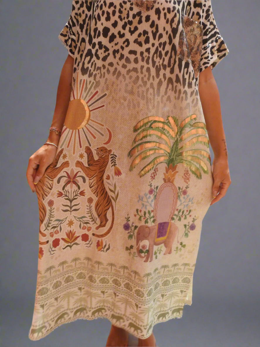 Long dress with tiger paint
