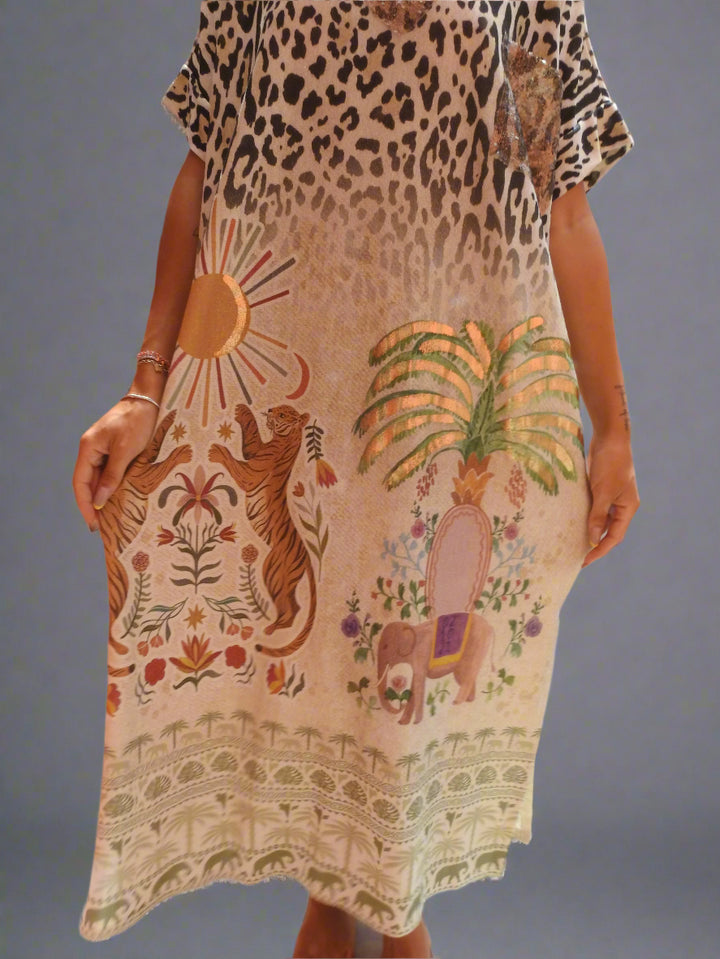 Long dress with tiger paint