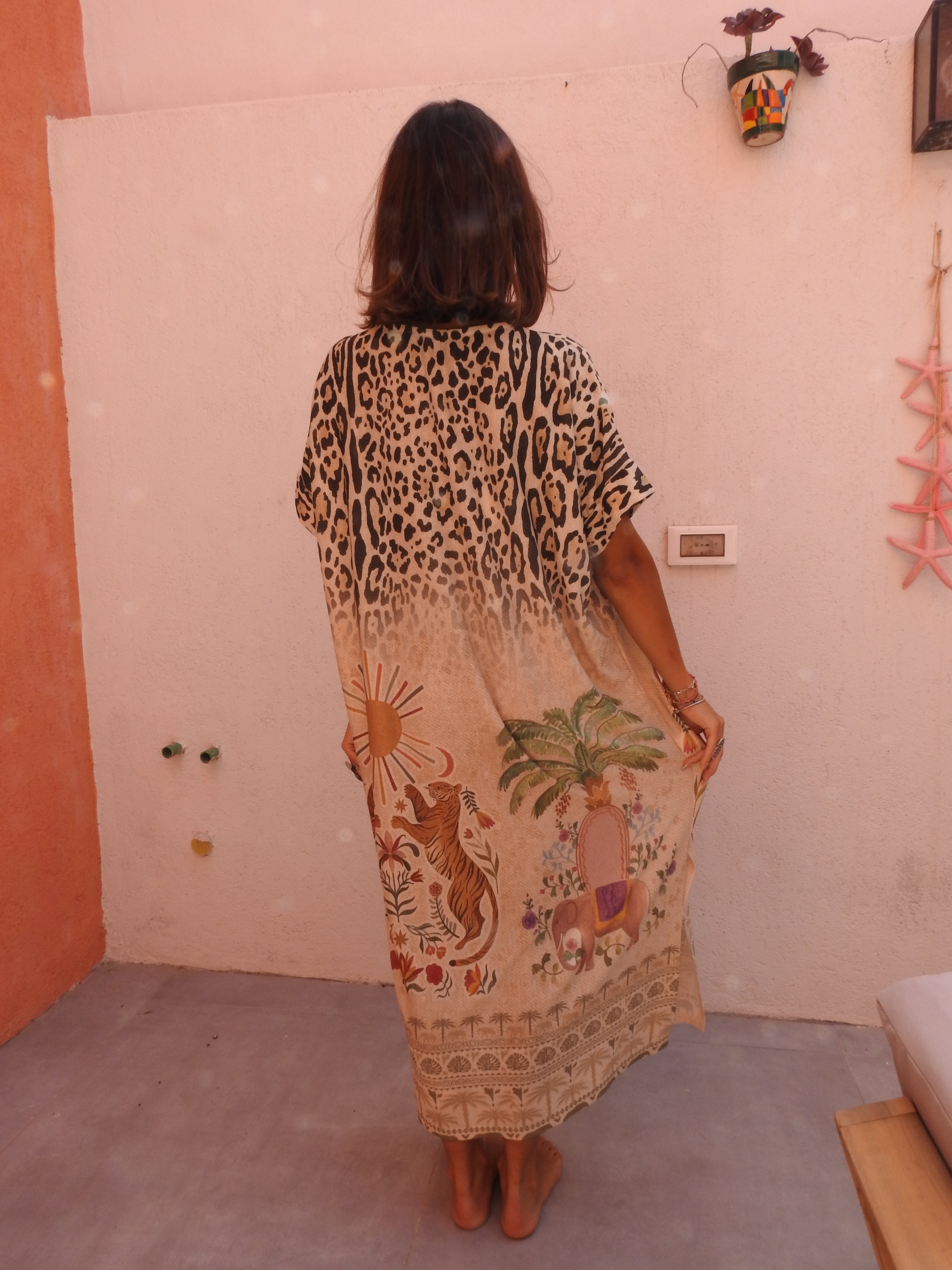 Long dress with tiger paint