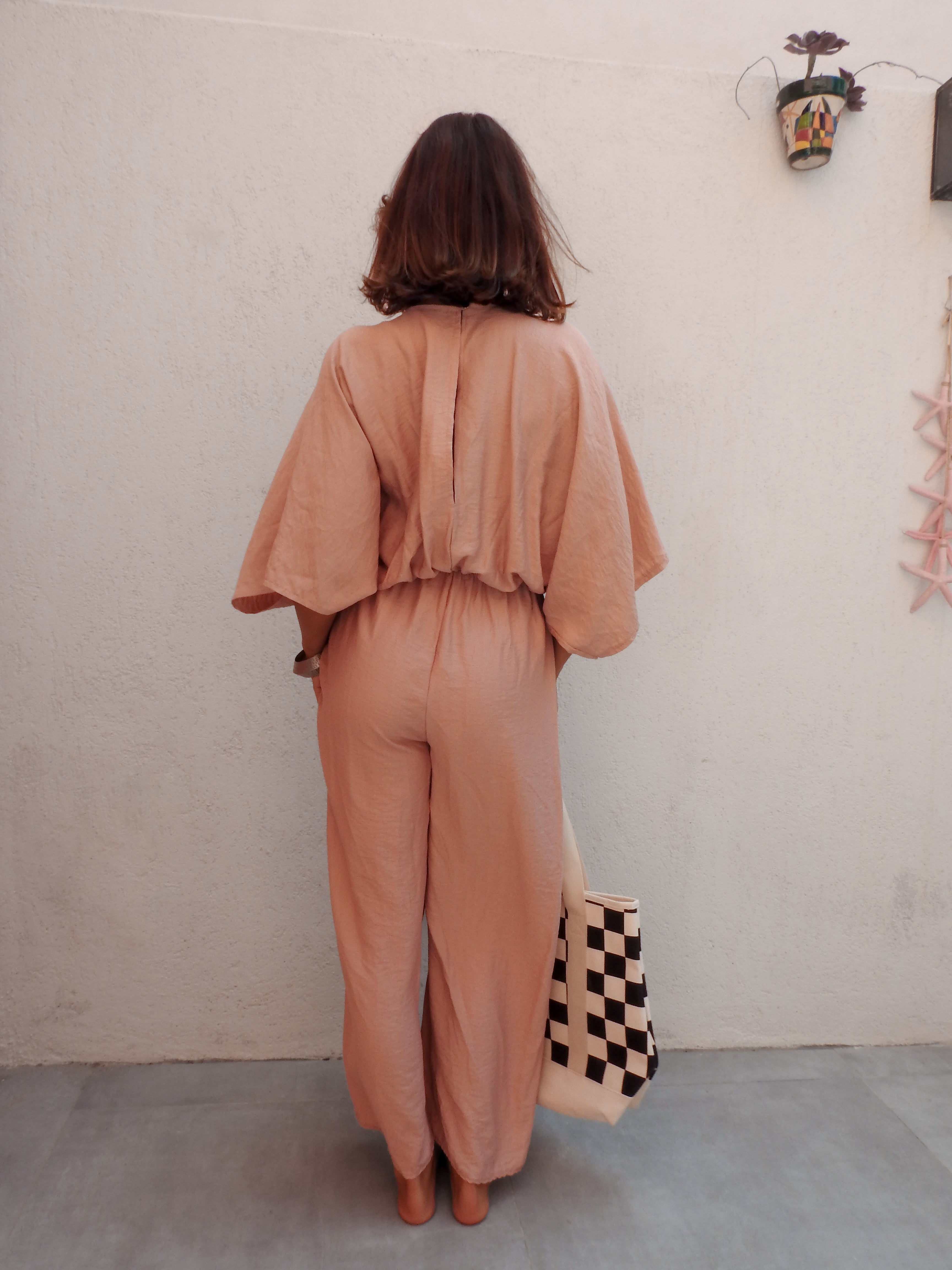 Dusty pink belted jumpsuit