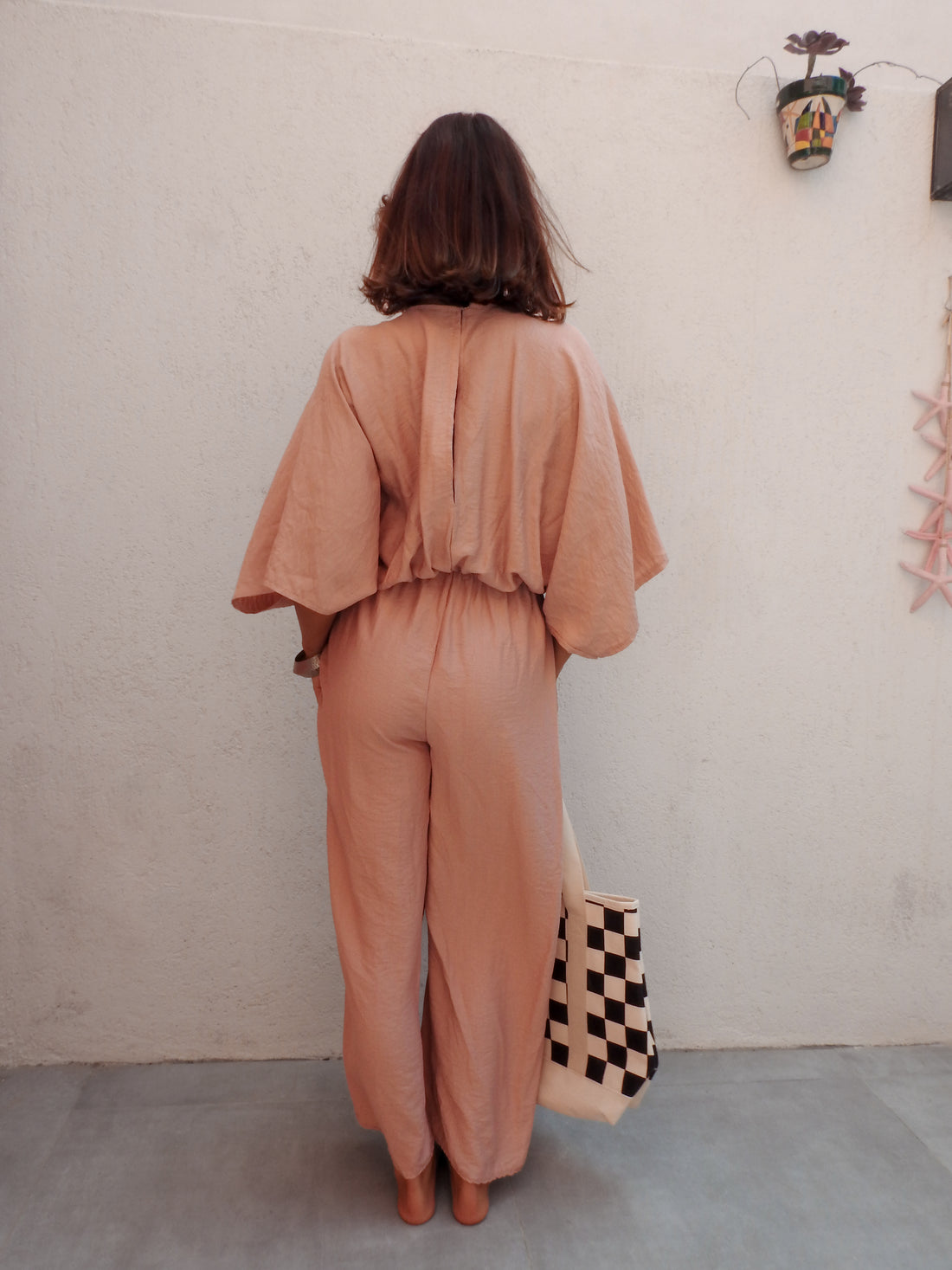 Dusty pink belted jumpsuit
