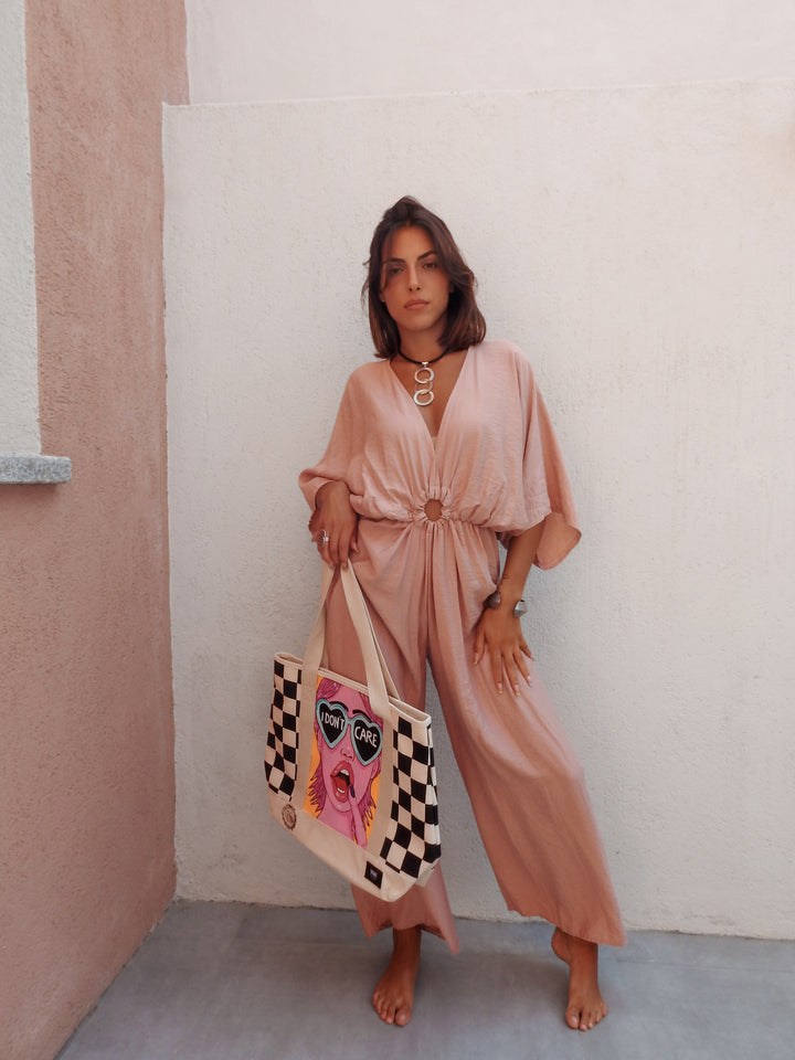 Dusty pink belted jumpsuit