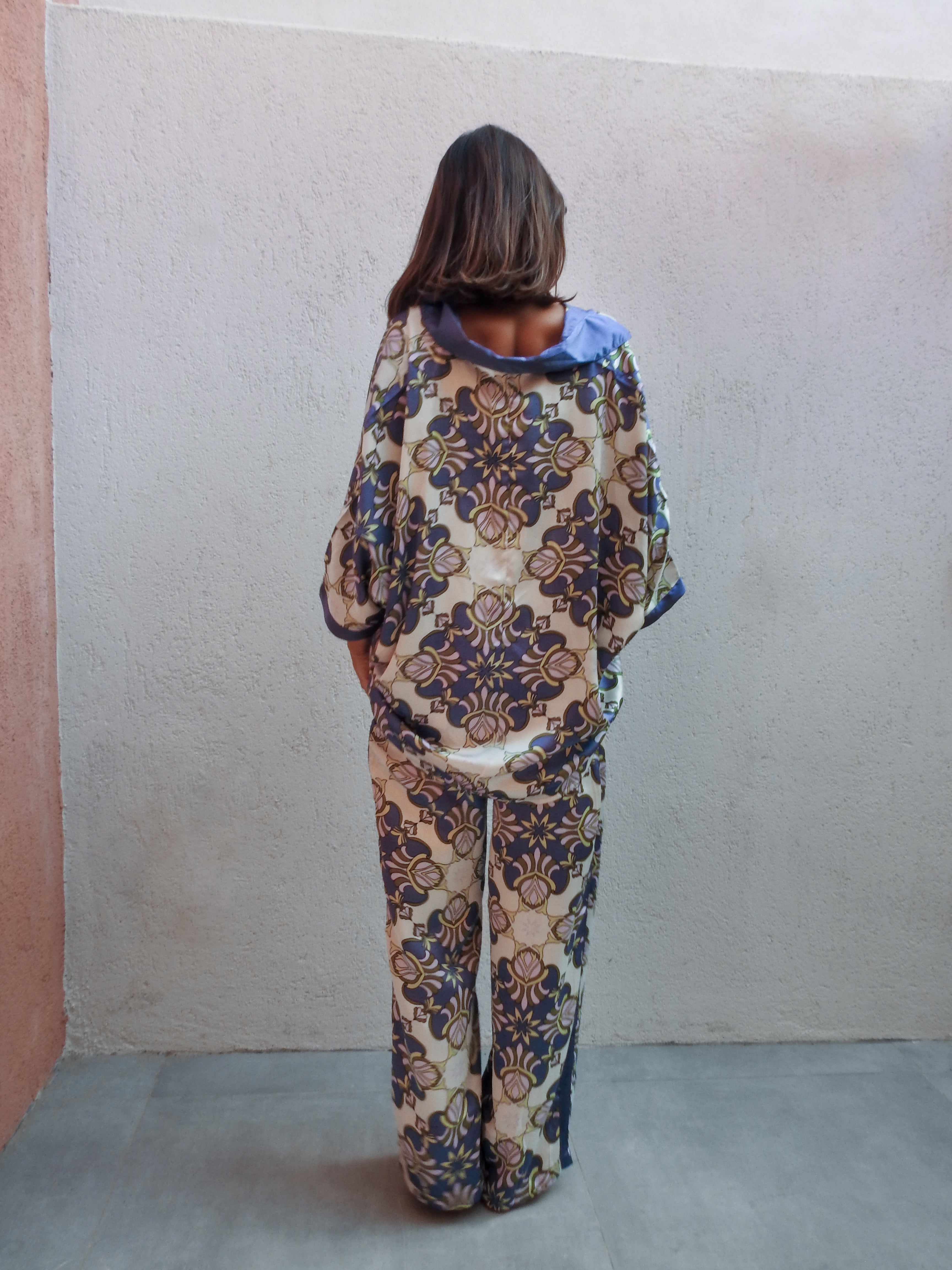 Floral Purple Flow 2 Piece Set - Jacket & Wide Pants Outfit