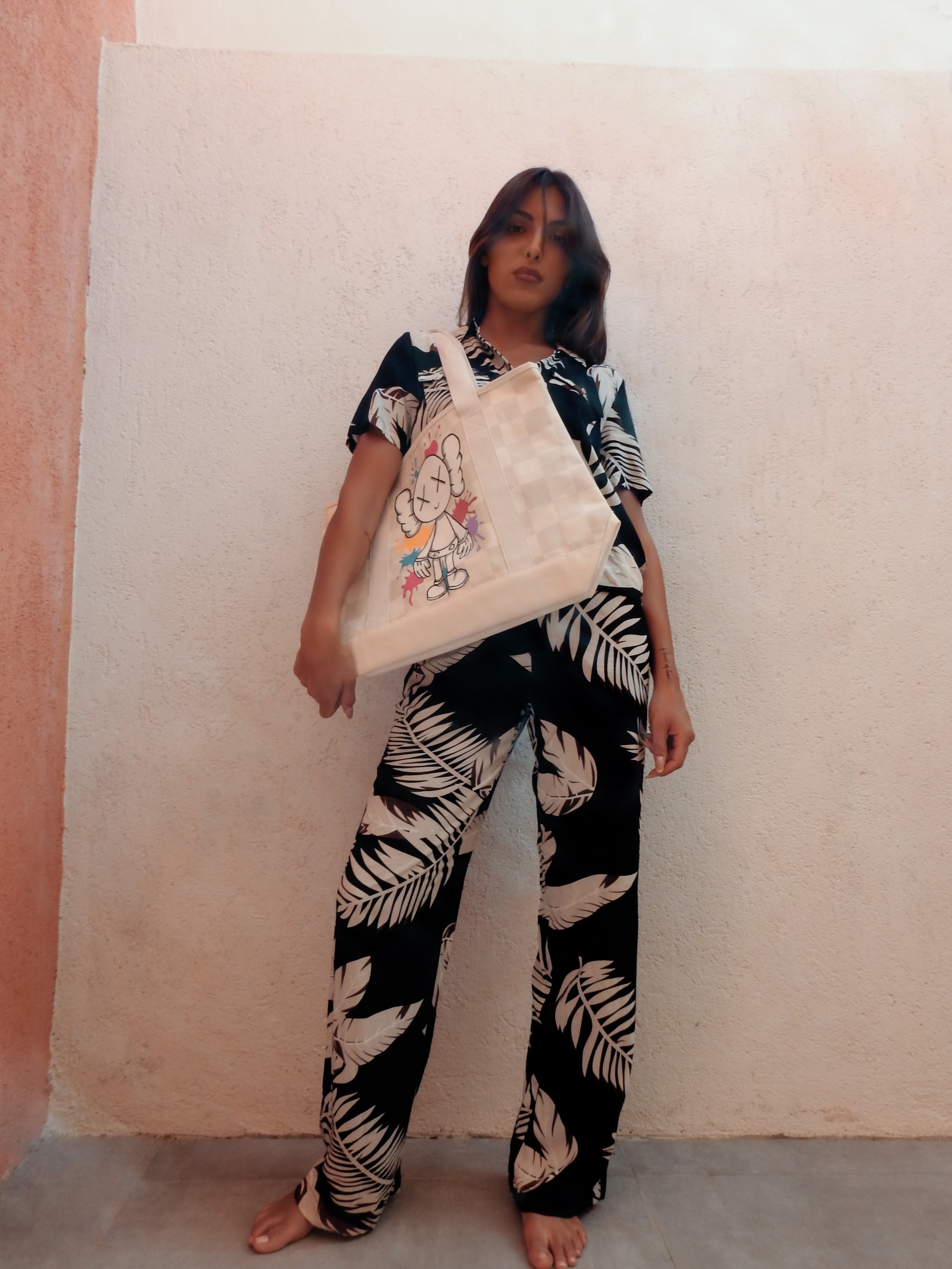 Leaf print two piece set