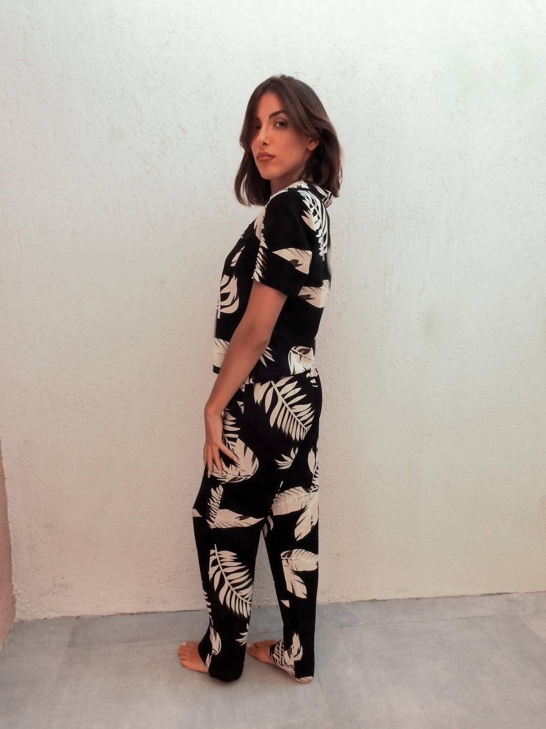 Leaf print two piece set