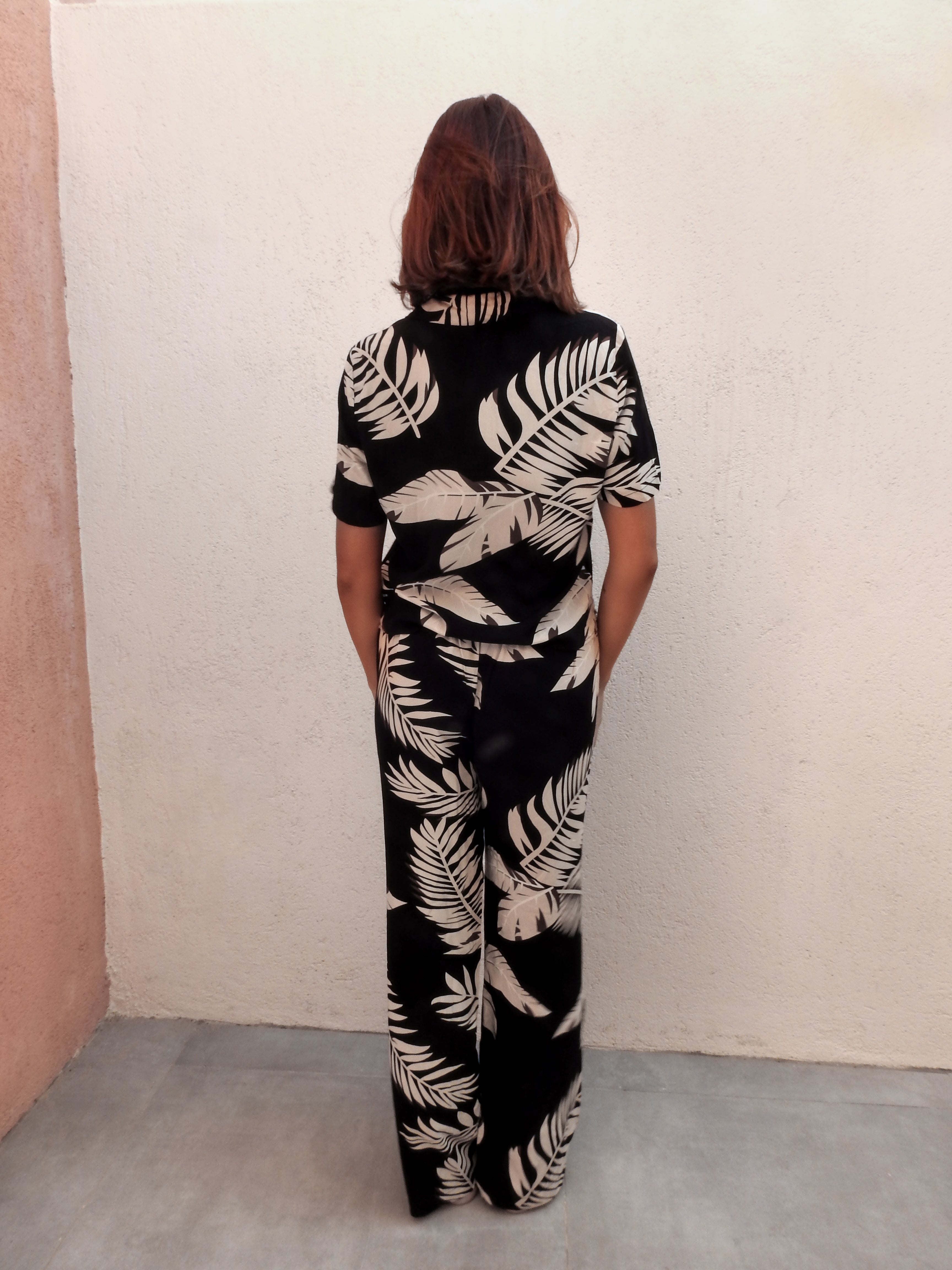 Leaf print two piece set