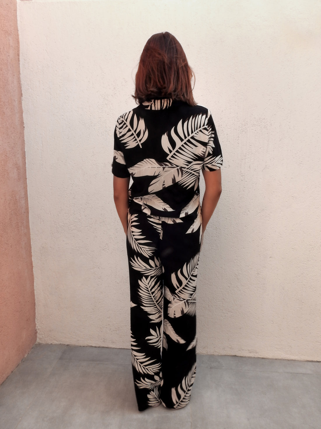 Leaf print two piece set