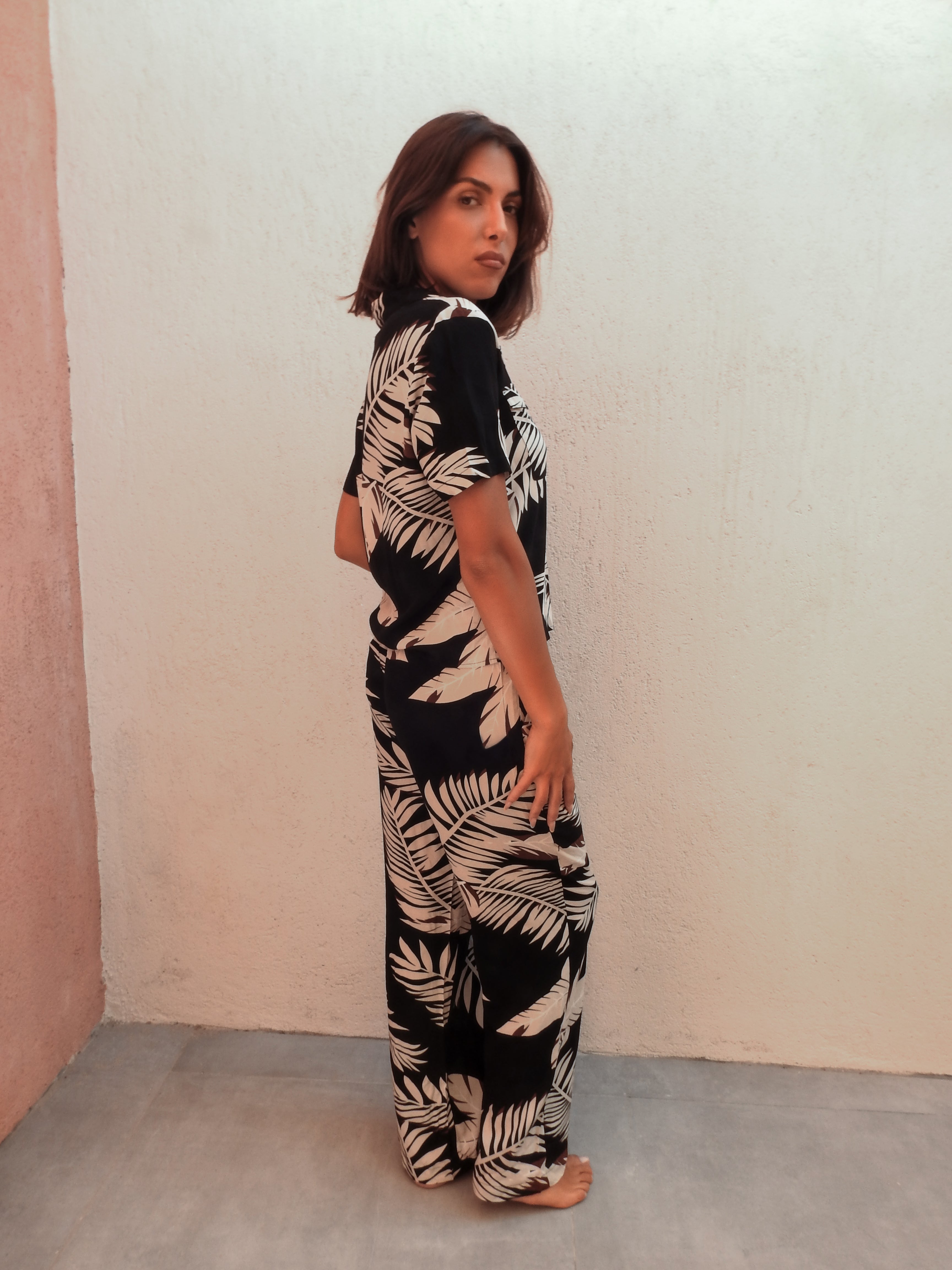 Leaf print two piece set