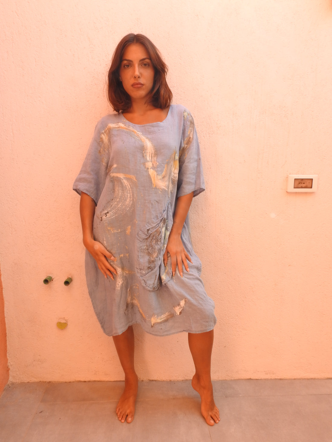 Hand Painted Dress with Floral Design