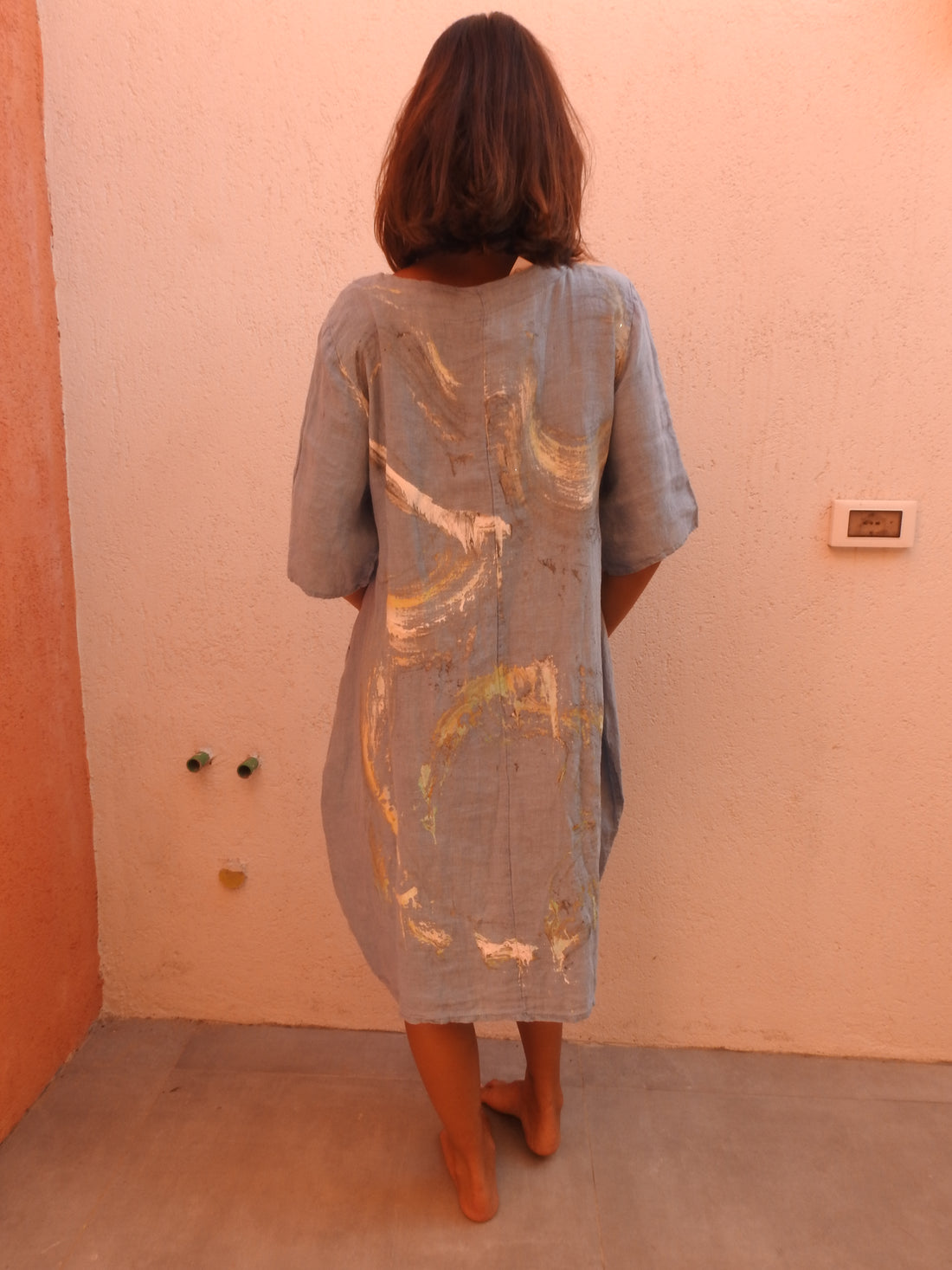 Hand Painted Dress with Floral Design