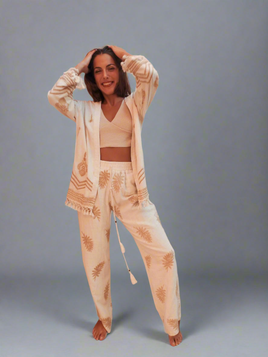 Summer Free 2 Piece Set - Jacket & Wide Pants Outfit