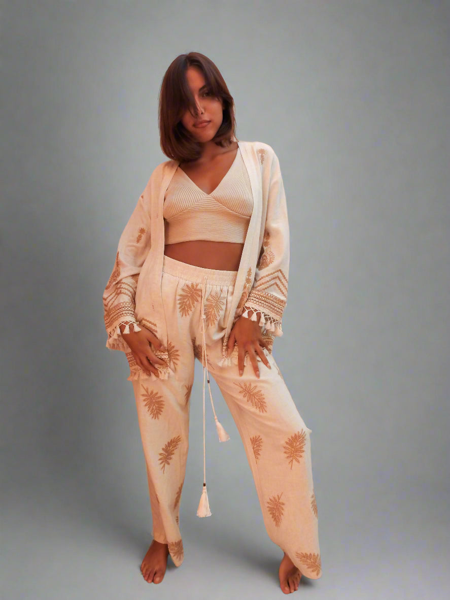 Summer Free 2 Piece Set - Jacket & Wide Pants Outfit