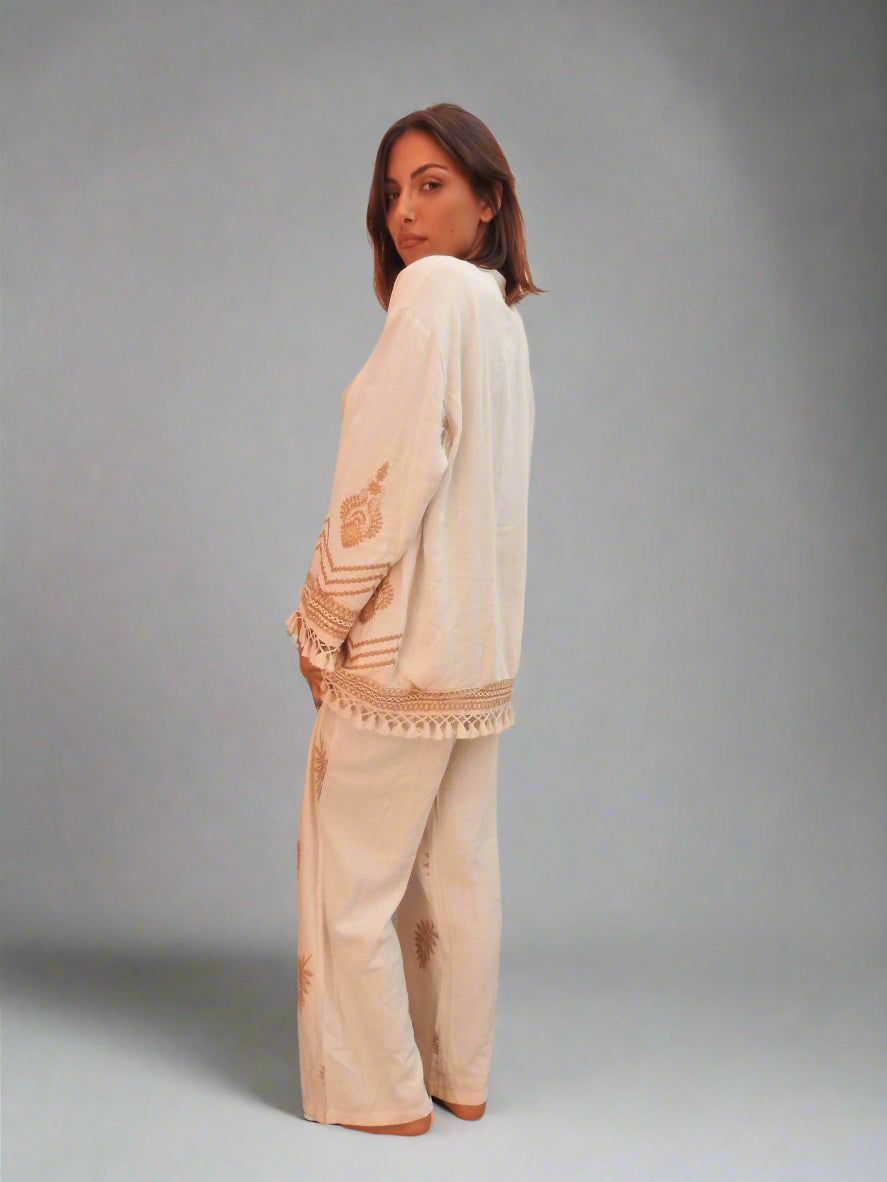 Summer Free 2 Piece Set - Jacket & Wide Pants Outfit