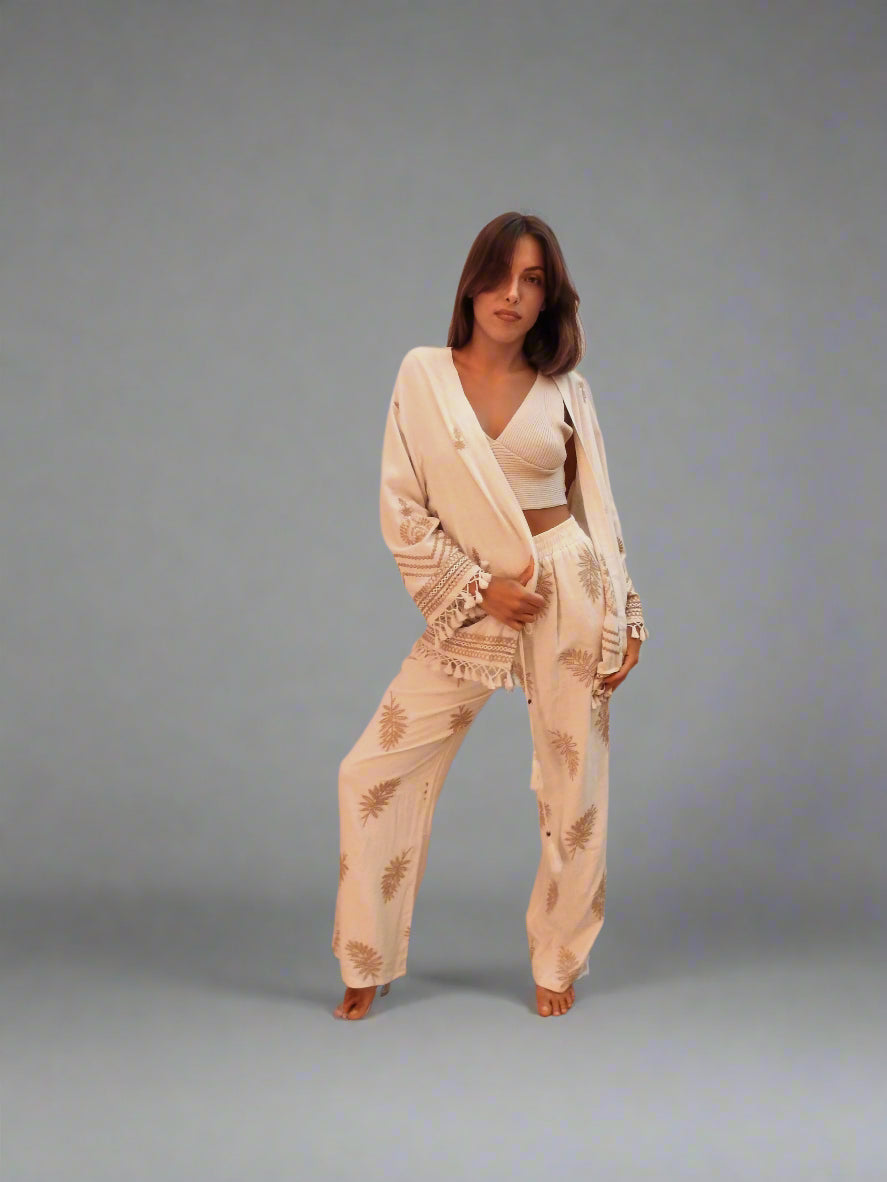 Summer Free 2 Piece Set - Jacket & Wide Pants Outfit