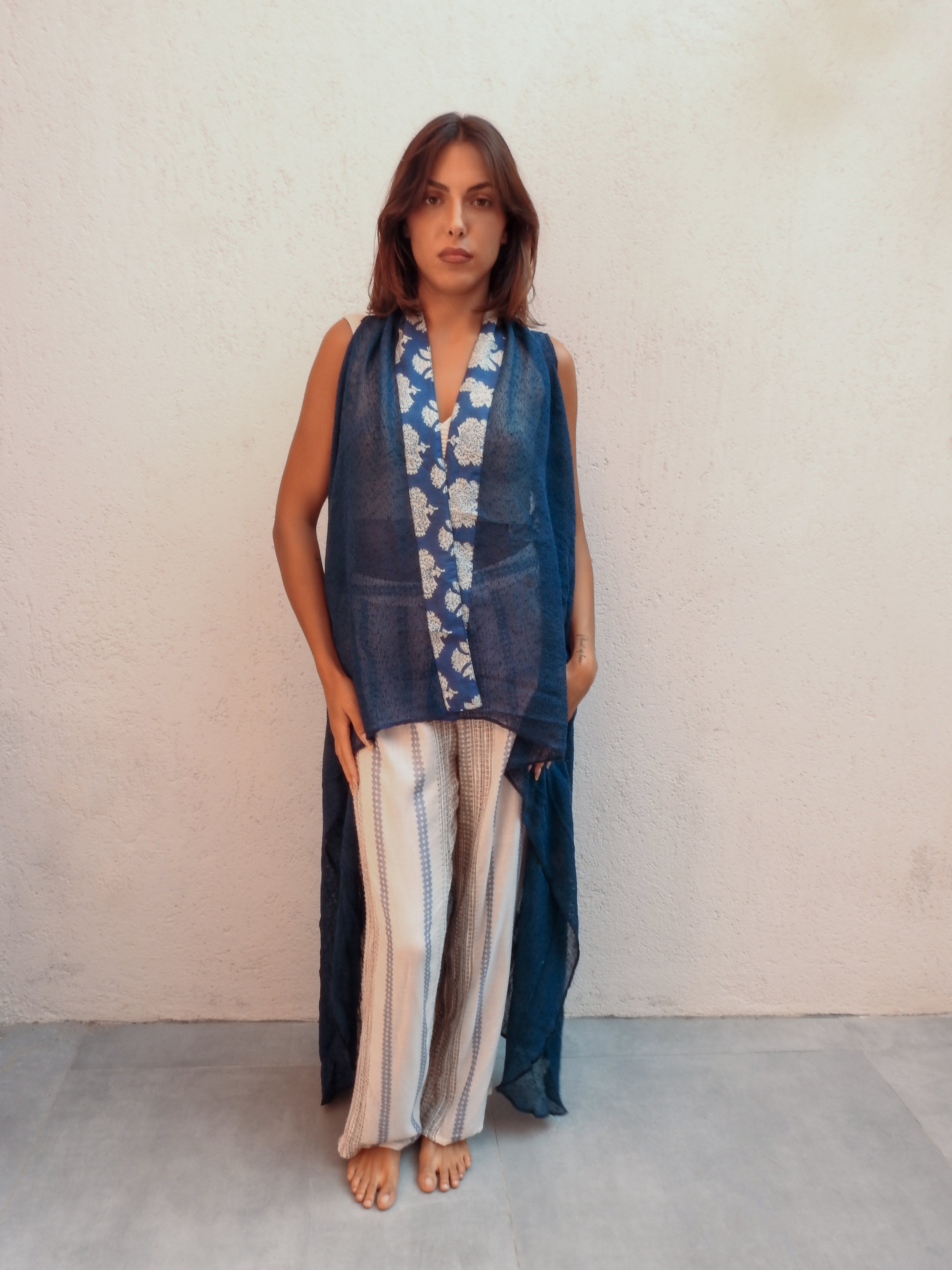 Sleeveless wrap-style top
