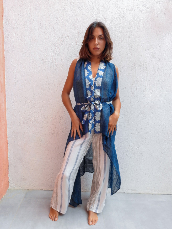Sleeveless wrap-style top