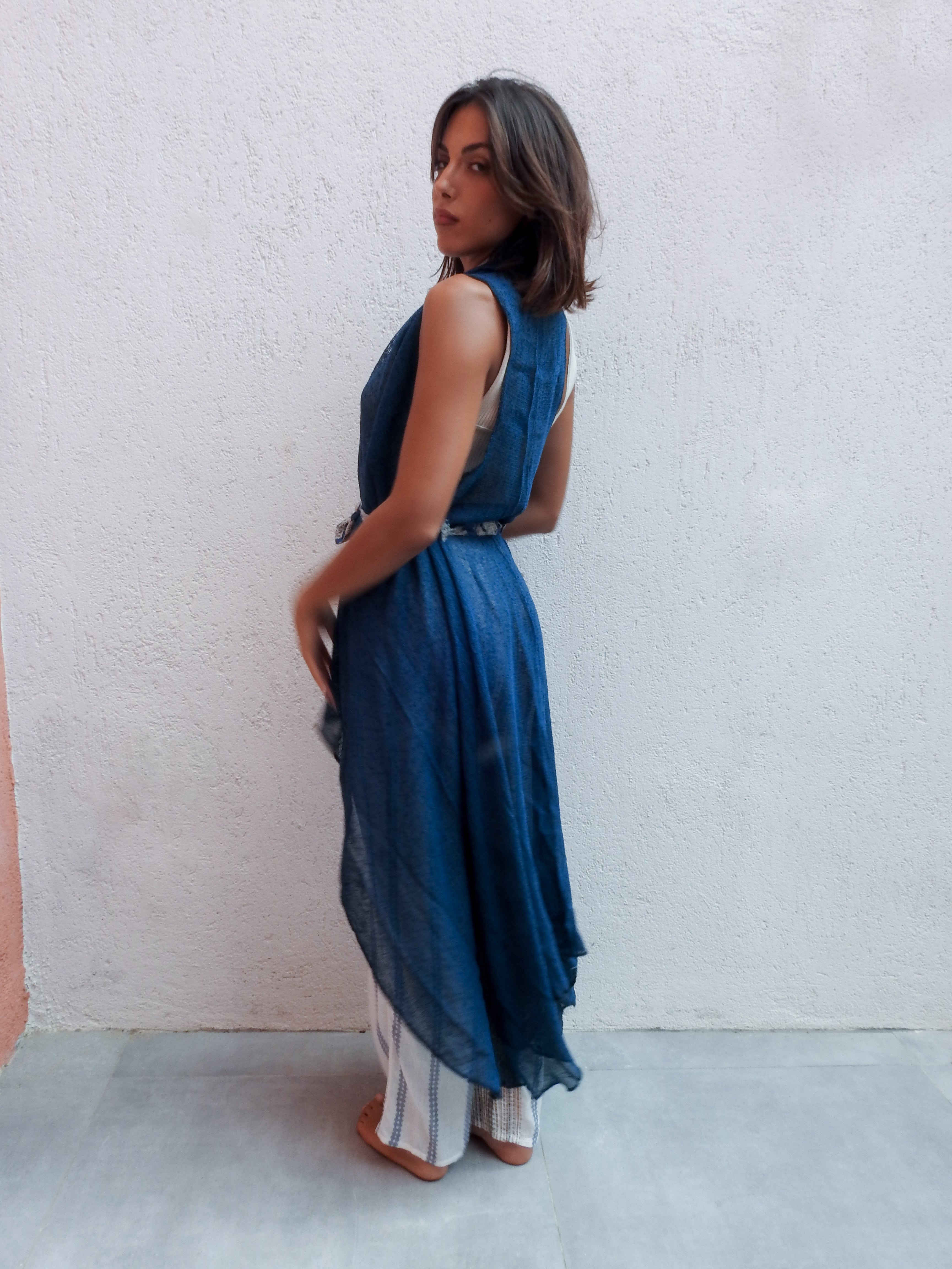 Sleeveless wrap-style top