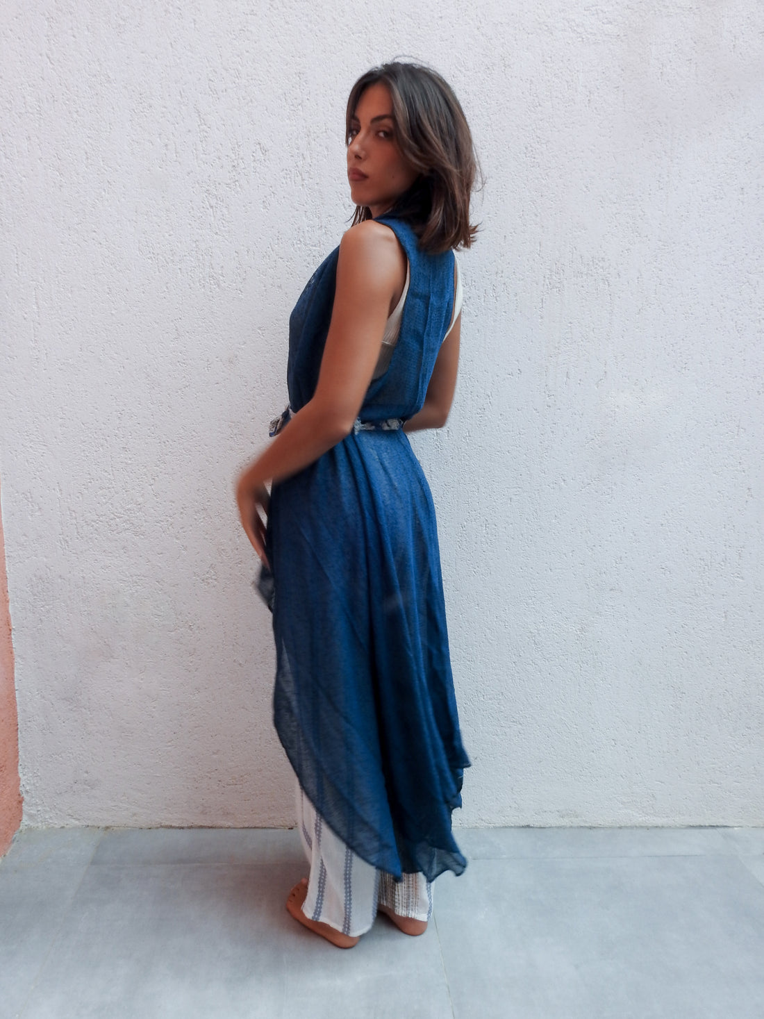 Sleeveless wrap-style top