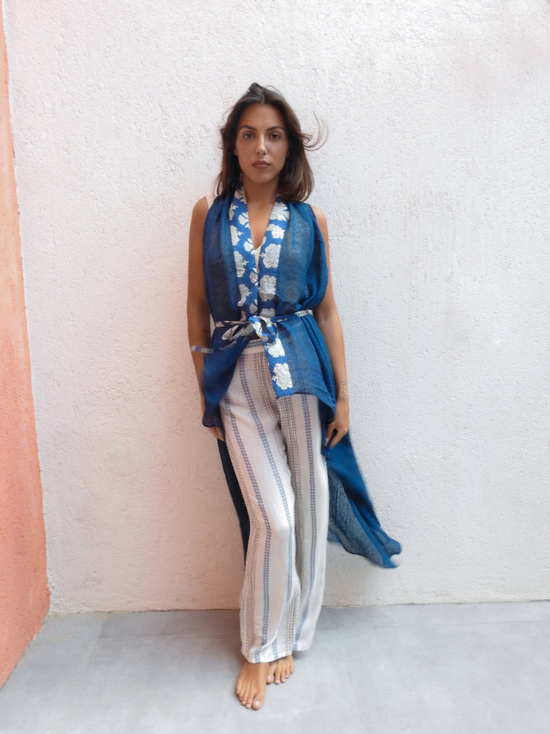 Sleeveless wrap-style top