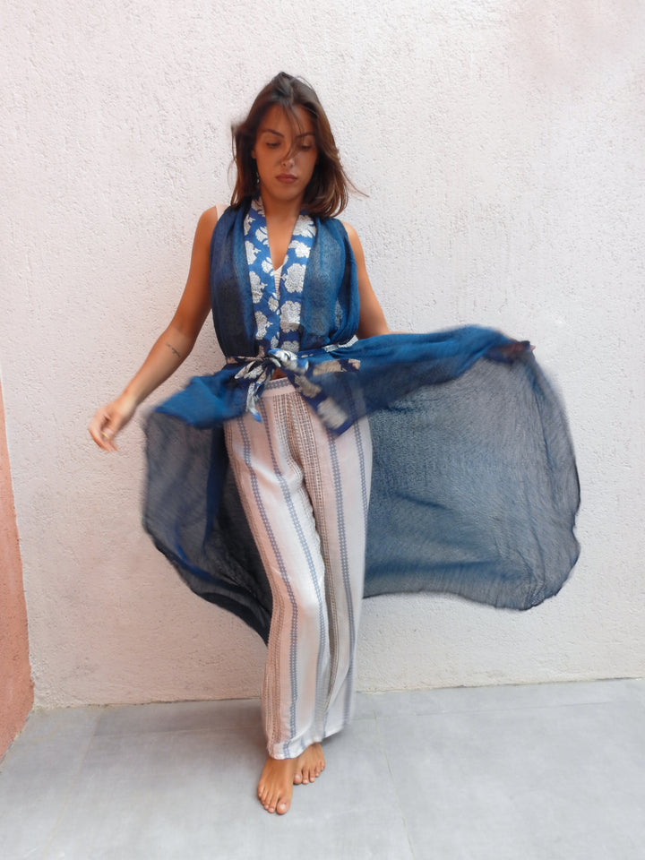 Sleeveless wrap-style top