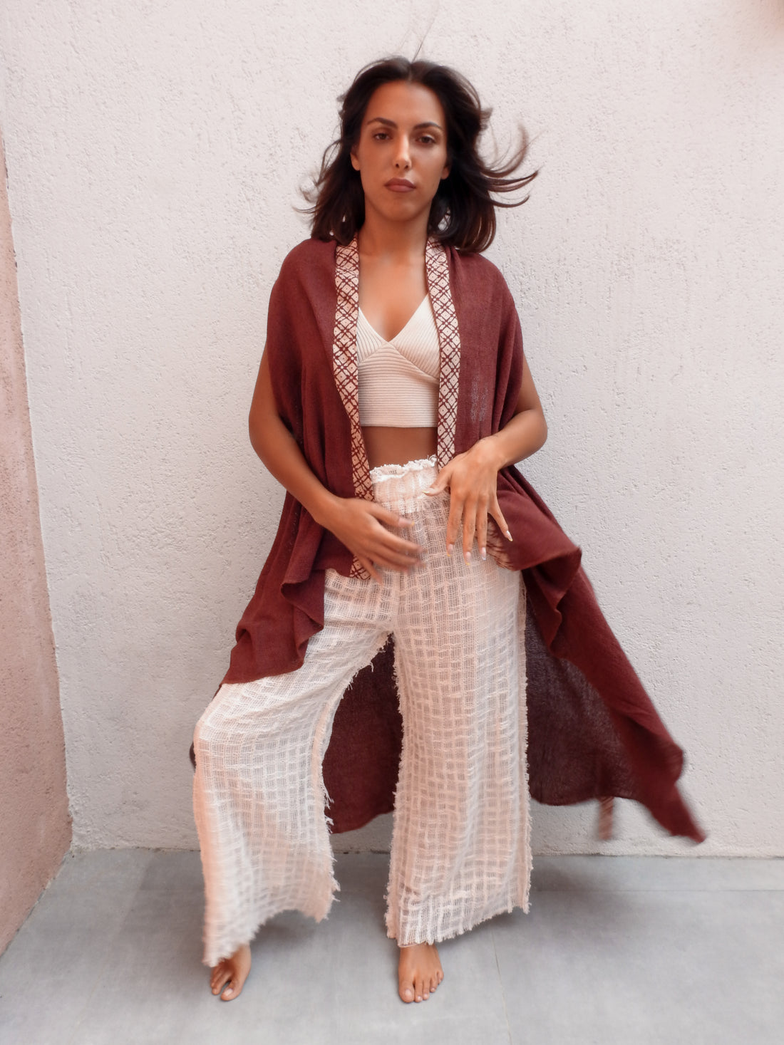 Sleeveless wrap-style top
