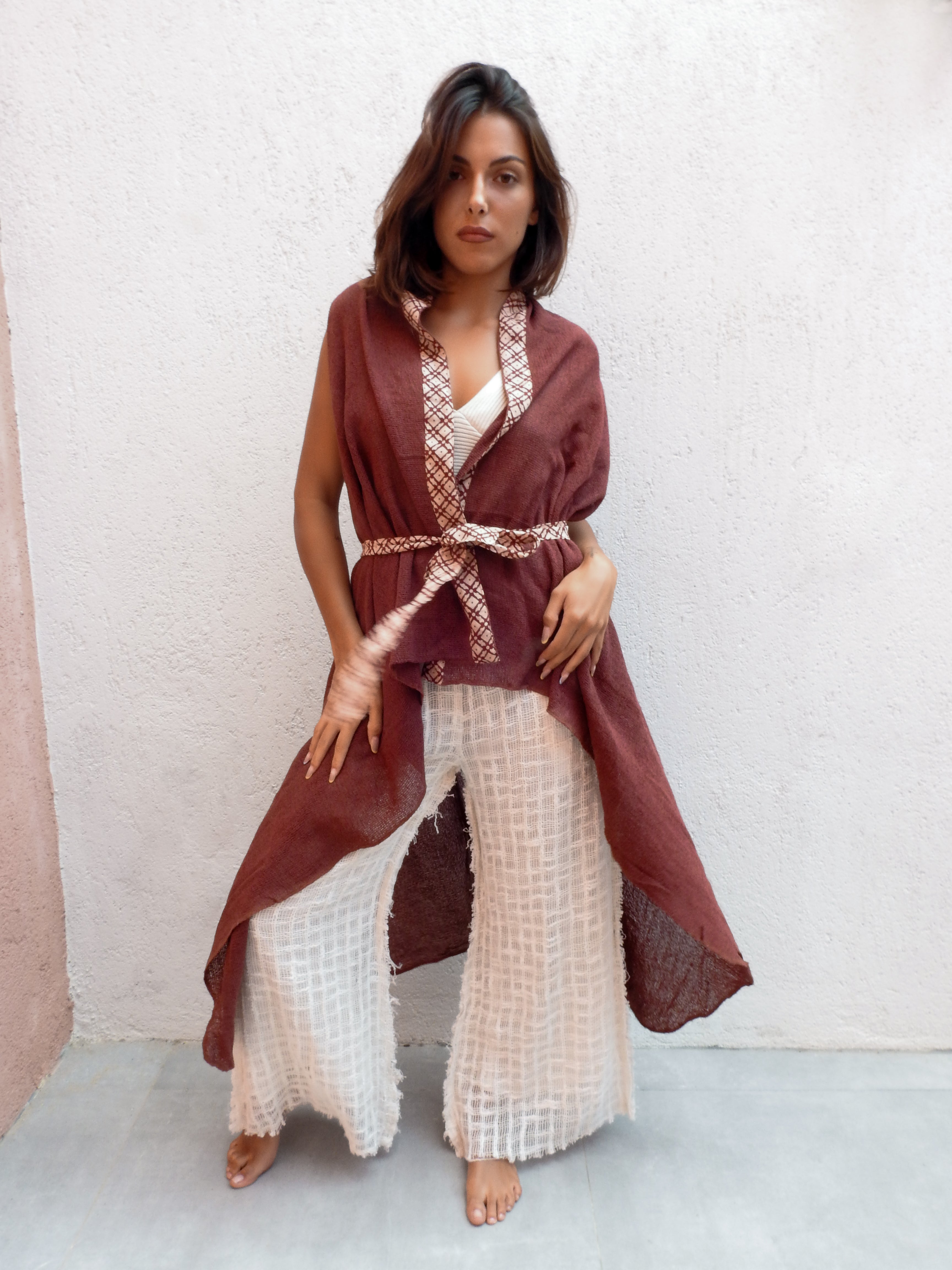 Sleeveless wrap-style top