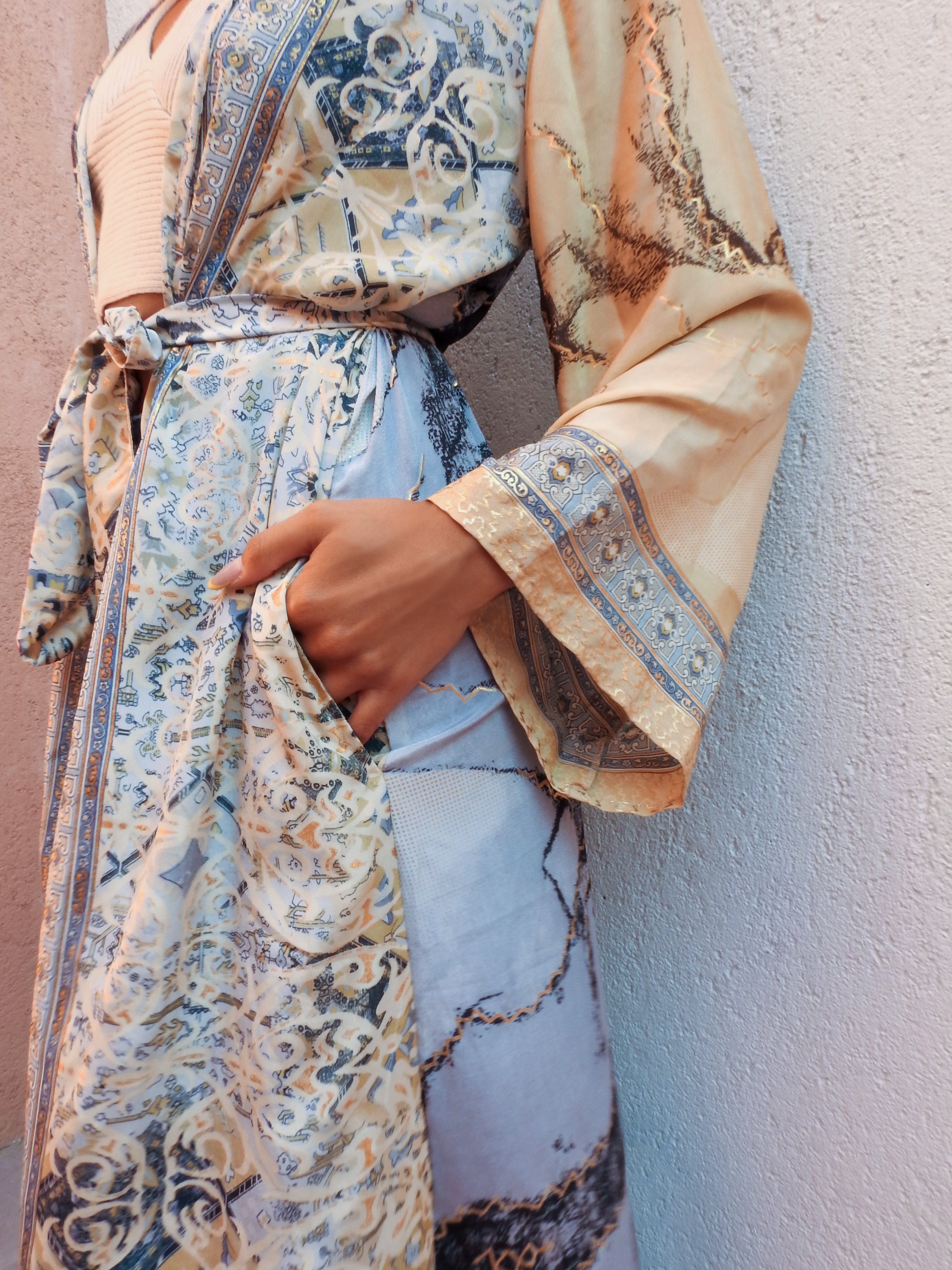 Silk floral kimono robe