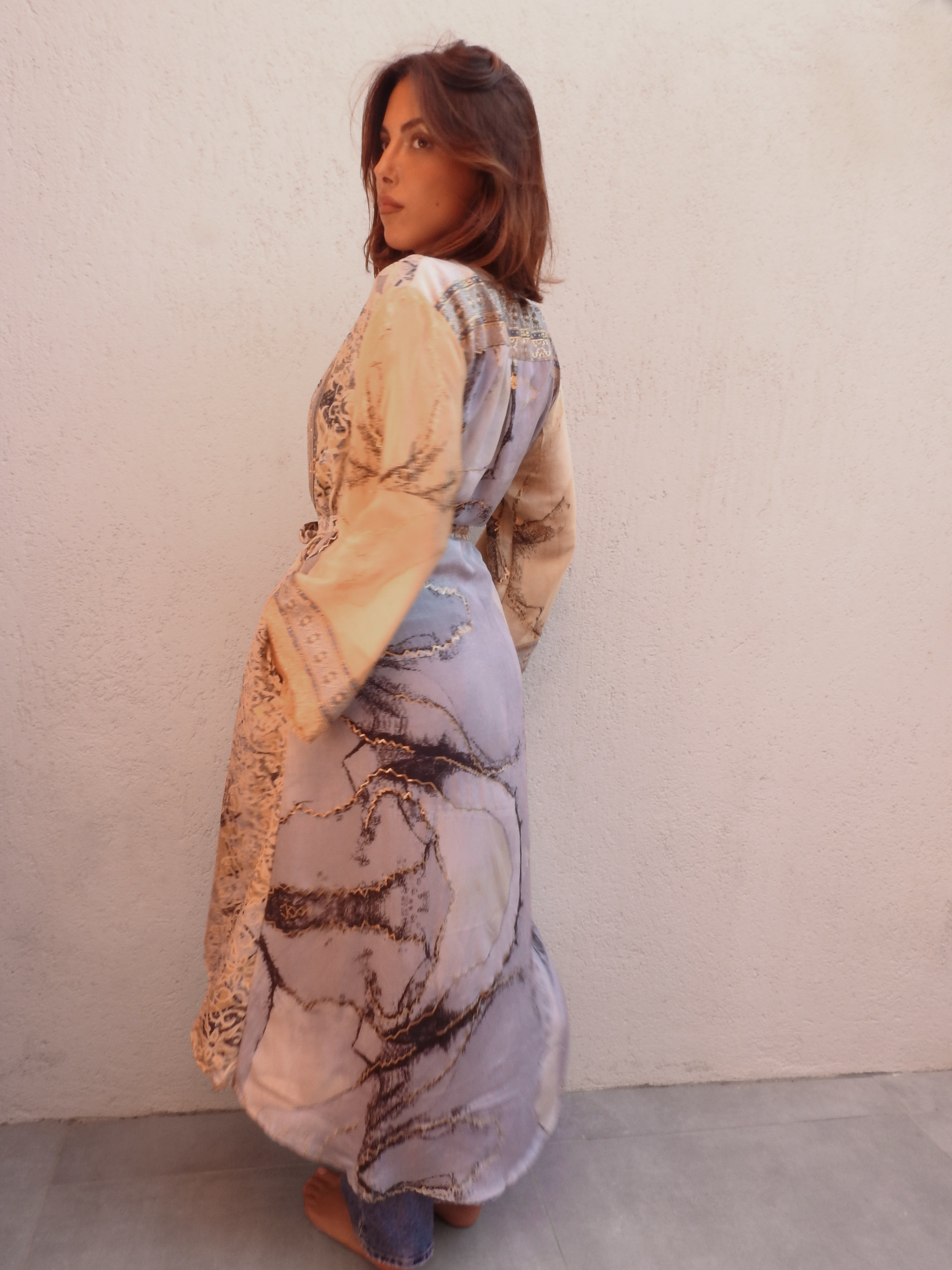 Silk floral kimono robe