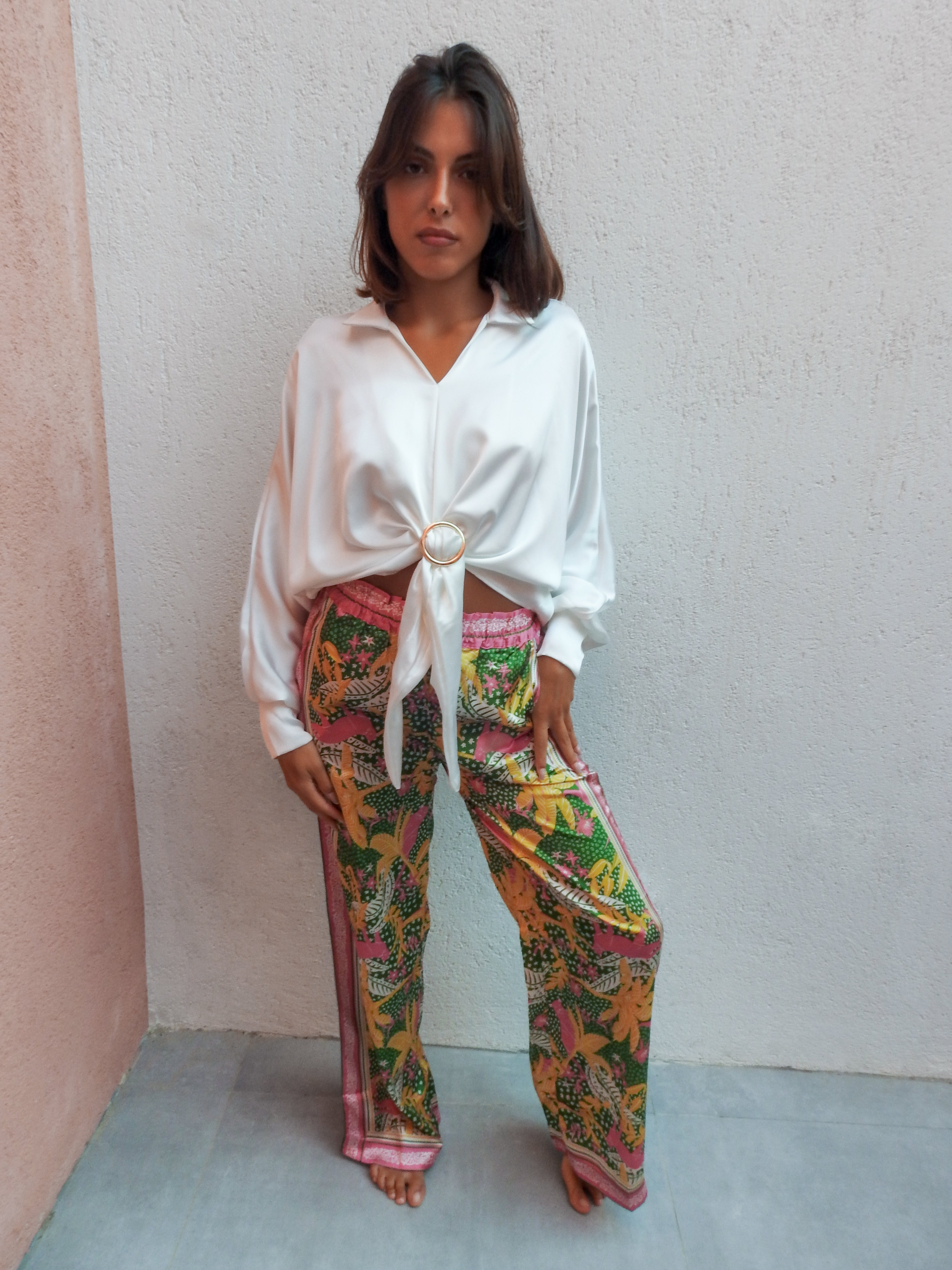 Long-sleeve shirt Italian artistry top
