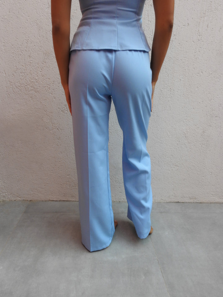 Contemporary style light blue two-piece set