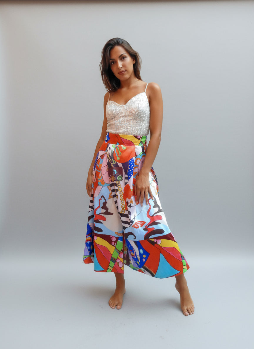 Artful Breeze Wrap Satin Colorful Skirt with pockets - Premium Collection